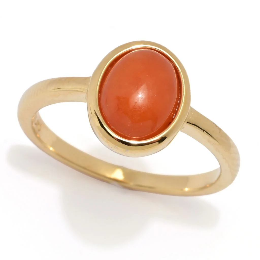 Far East Jewelry 14K Gold Plated Choice of Shape & Color Jade Stack Ring - Image 17