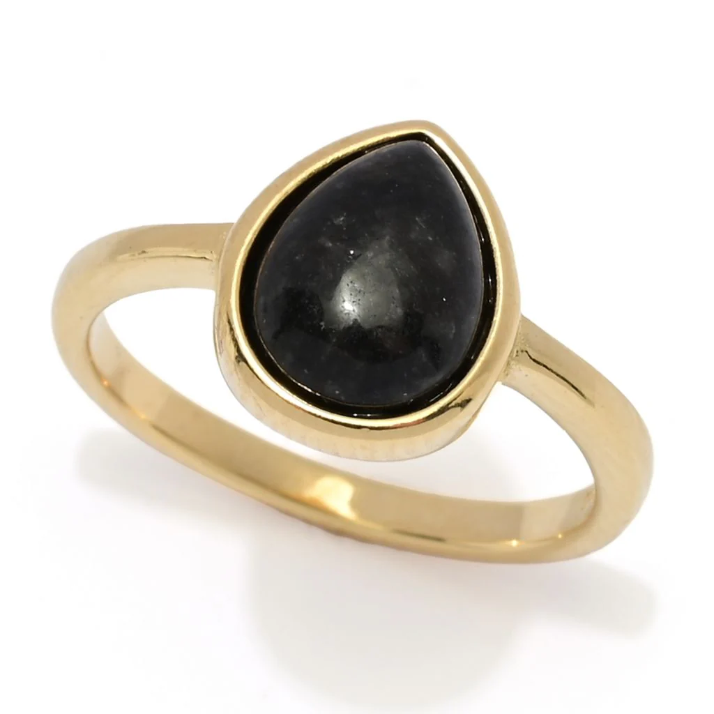 Far East Jewelry 14K Gold Plated Choice of Shape & Color Jade Stack Ring - Image 7