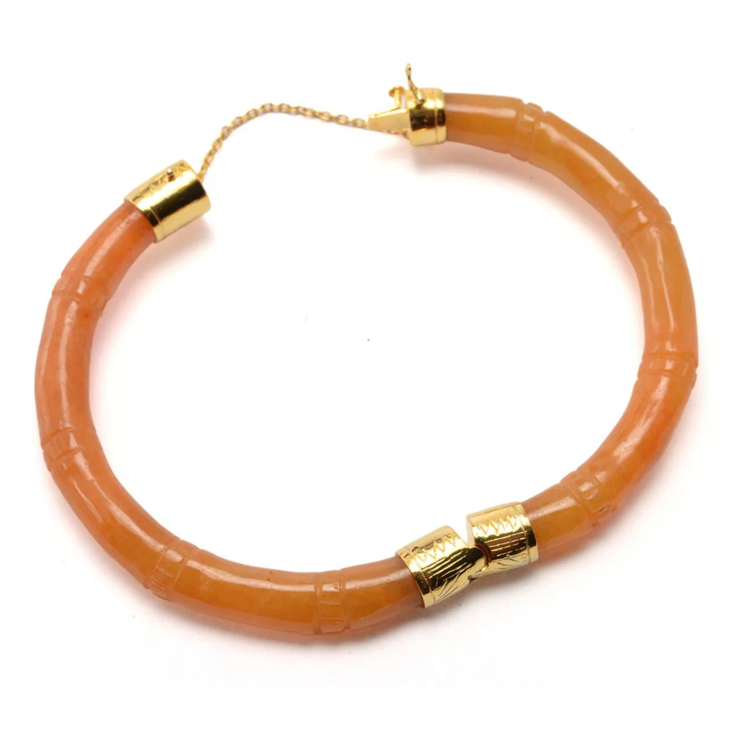 Far East Jewelry Choice of Color & Size Carved "Bamboo" Jade Bangle Bracelet - Image 2