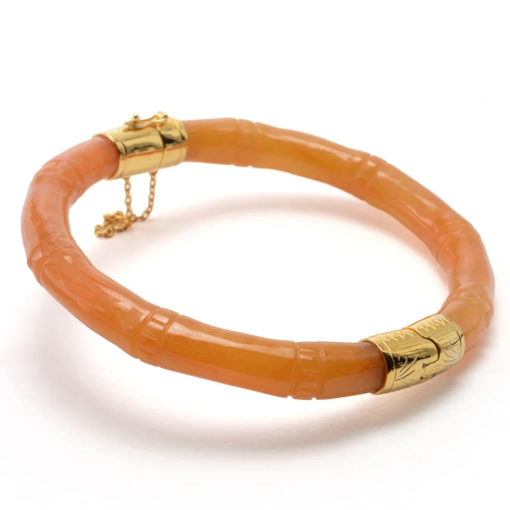 Far East Jewelry Choice of Color & Size Carved "Bamboo" Jade Bangle Bracelet - Image 3