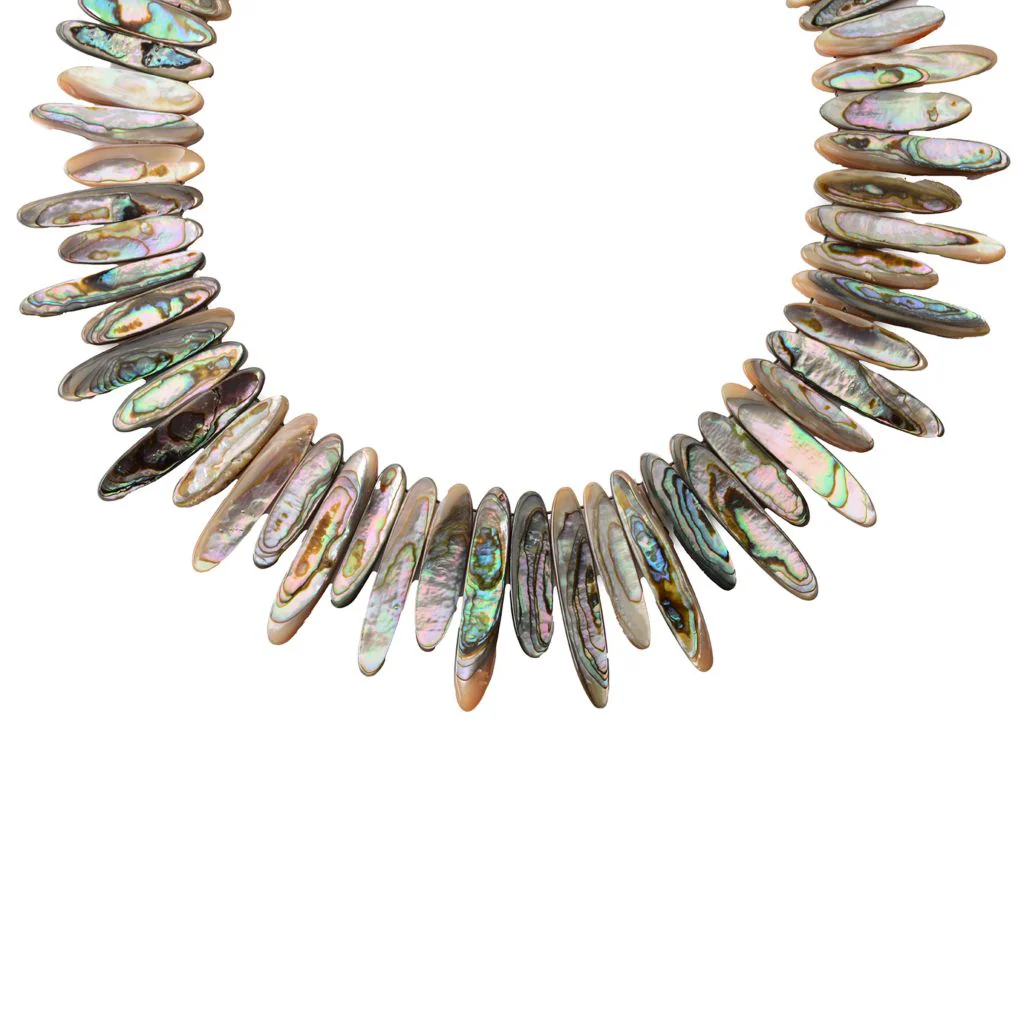 Far East Jewelry Hand Strung Graduated Abalone Strip Toggle Clasp Necklace - Image 3