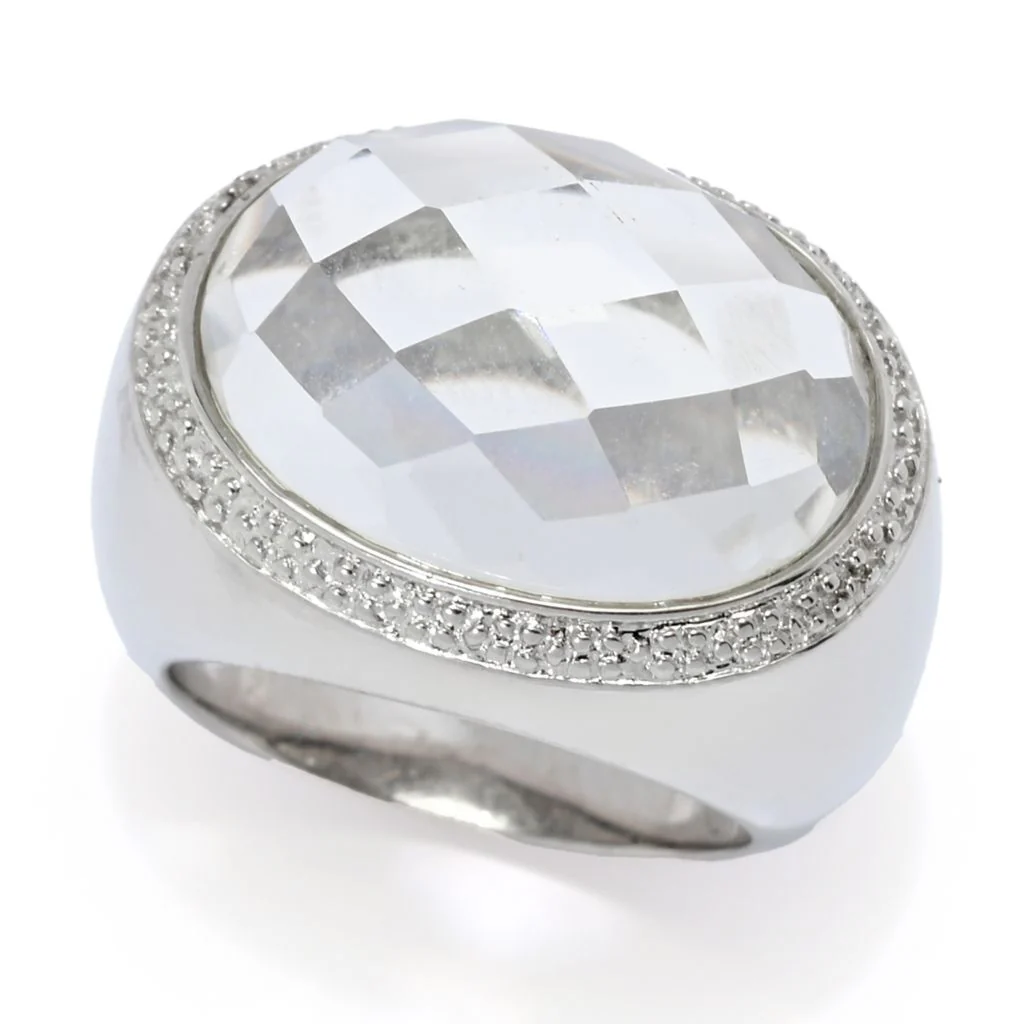 Far East Jewelry Sterling Silver 20x15mm White Quartz East-West Ring - Image 6