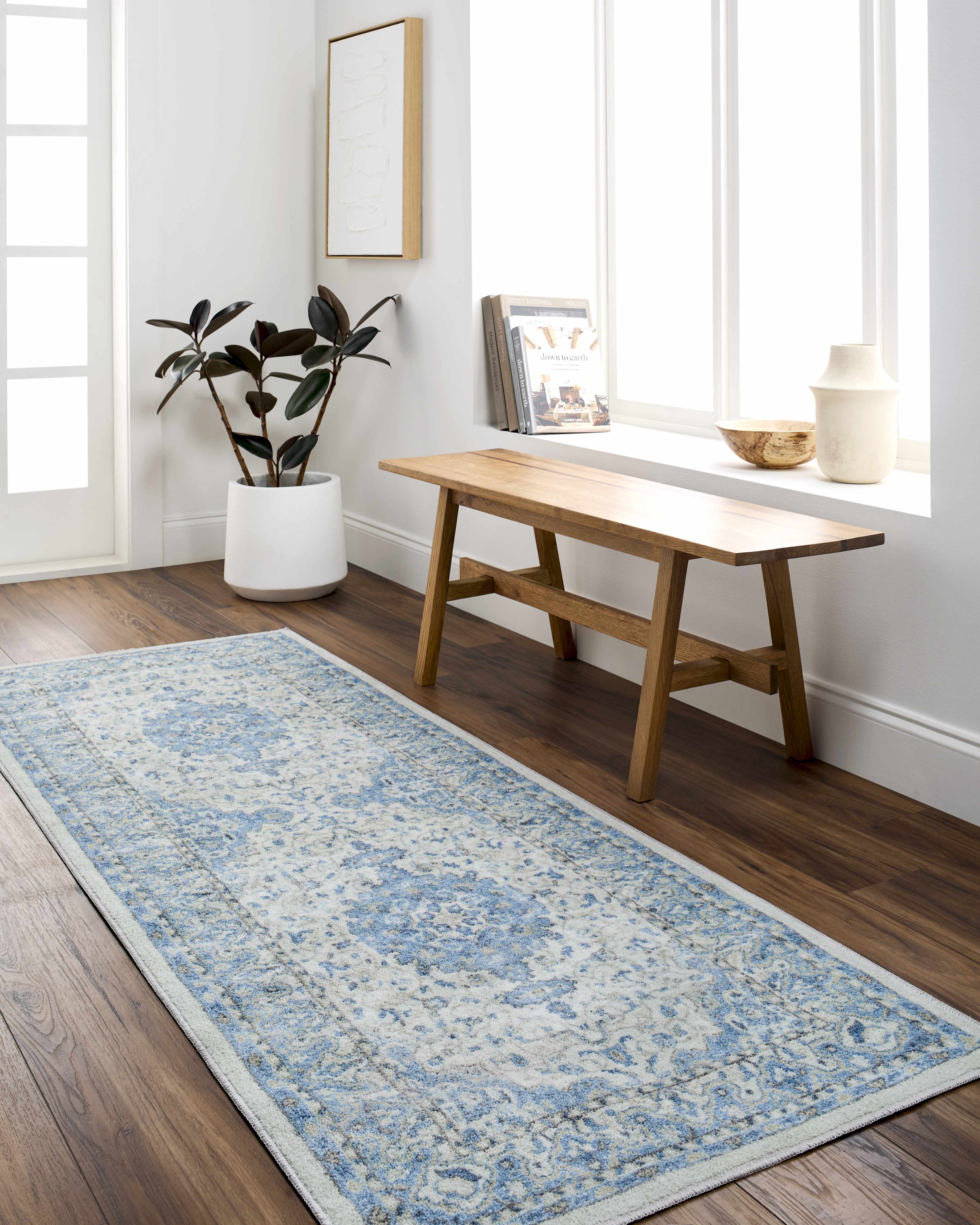 Farai Silver Blue Medallion Area Rug - Clearance - Image 11