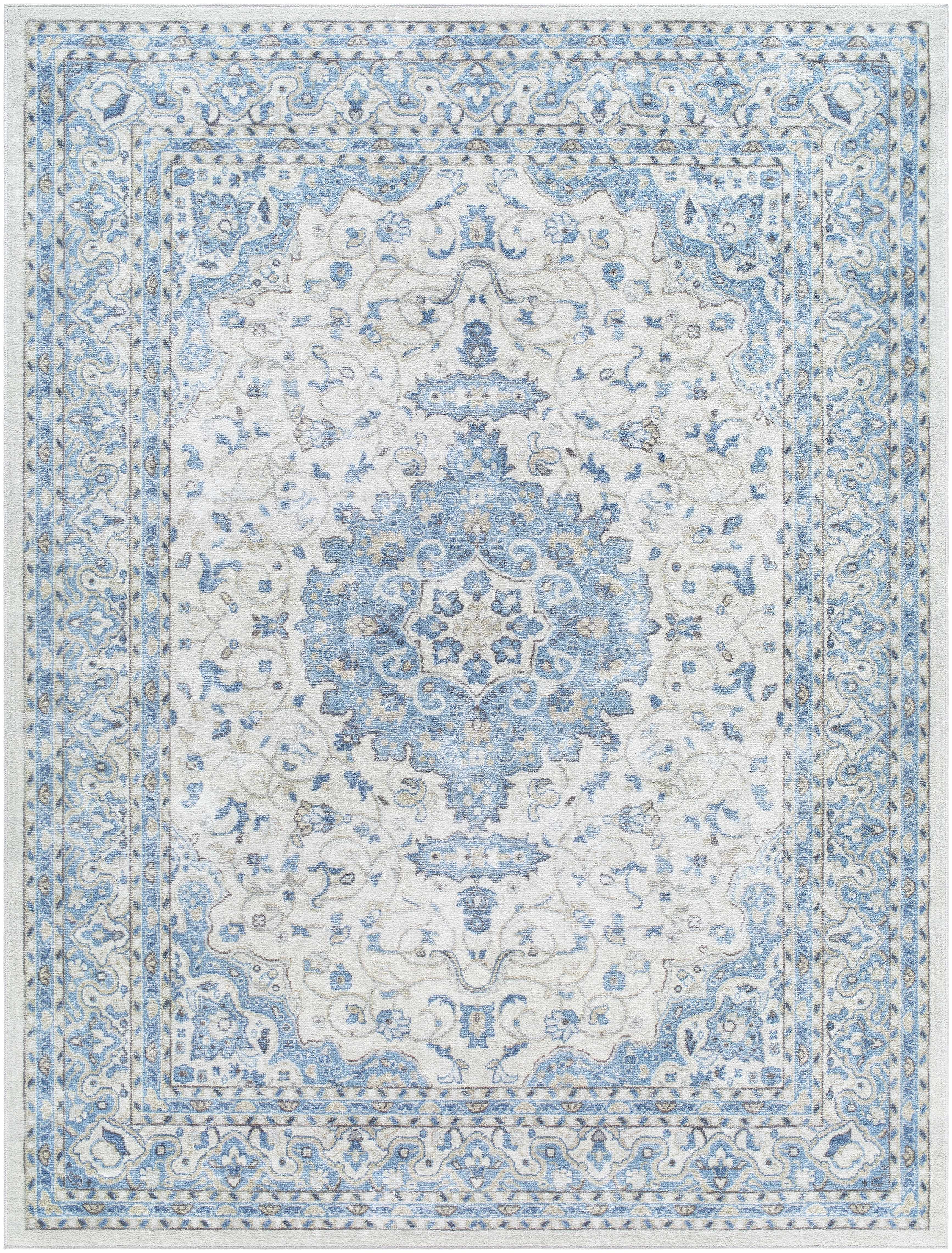 Farai Silver Blue Medallion Area Rug - Clearance - Image 12