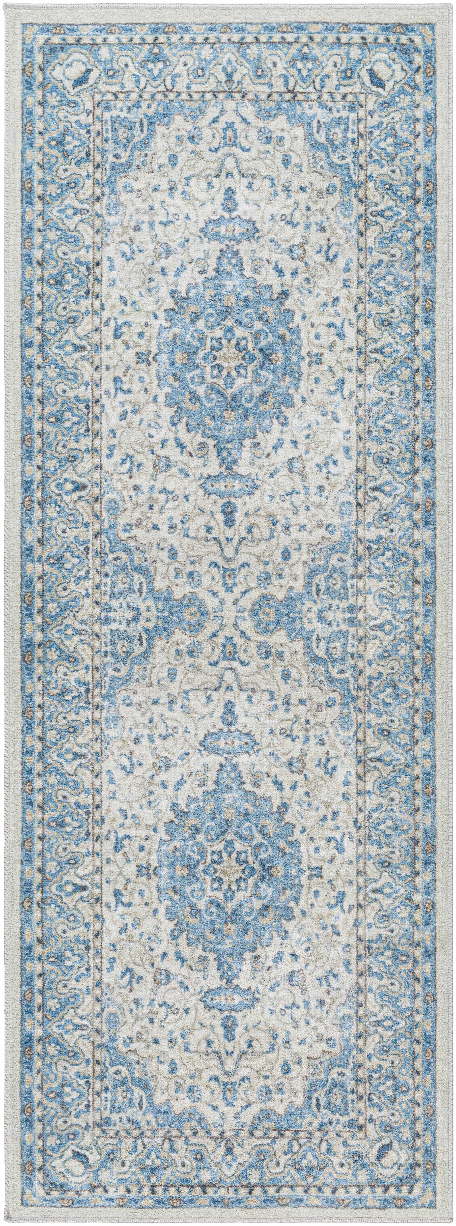 Farai Silver Blue Medallion Area Rug - Clearance - Image 3