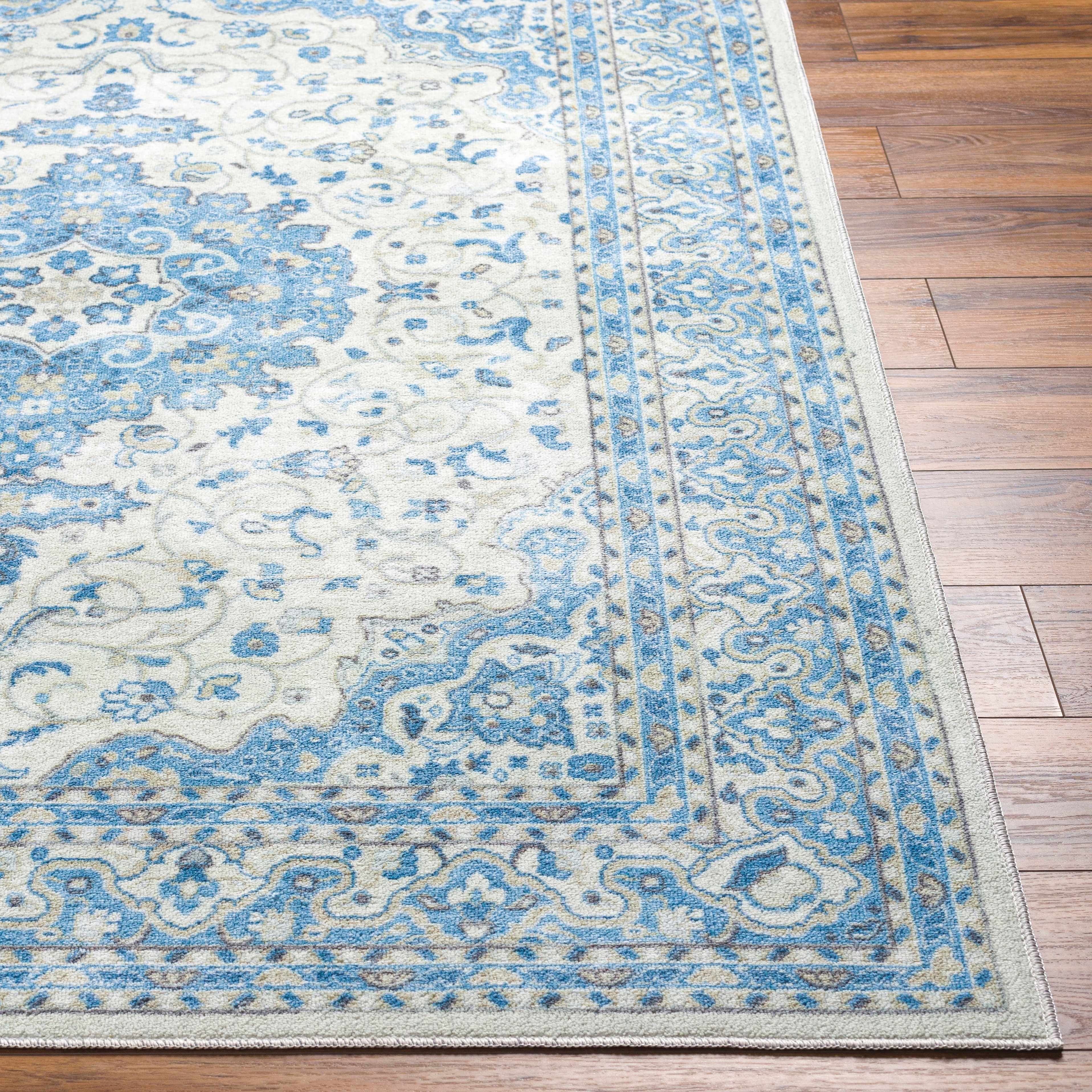 Farai Silver Blue Medallion Area Rug - Clearance - Image 4