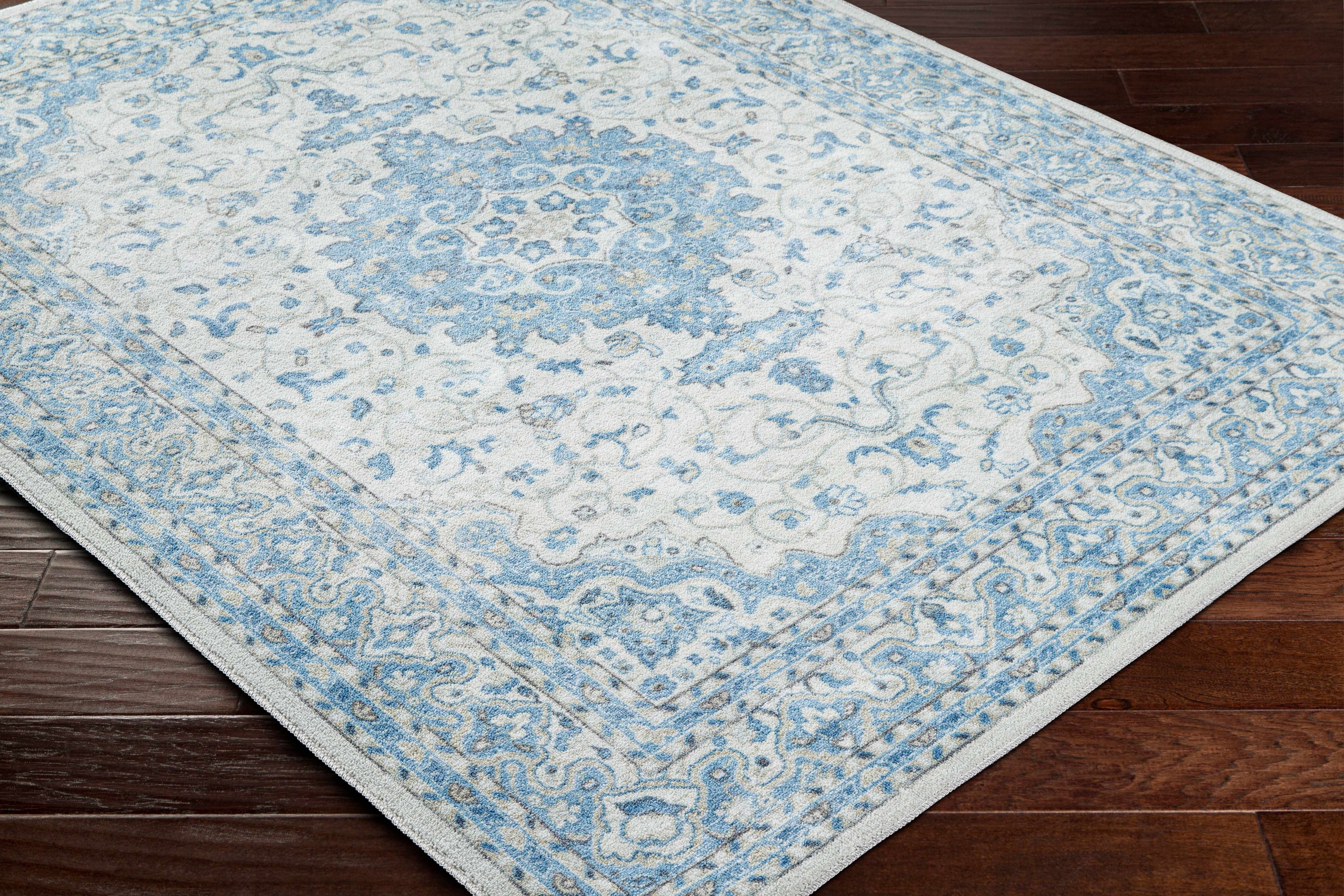 Farai Silver Blue Medallion Area Rug - Clearance - Image 5