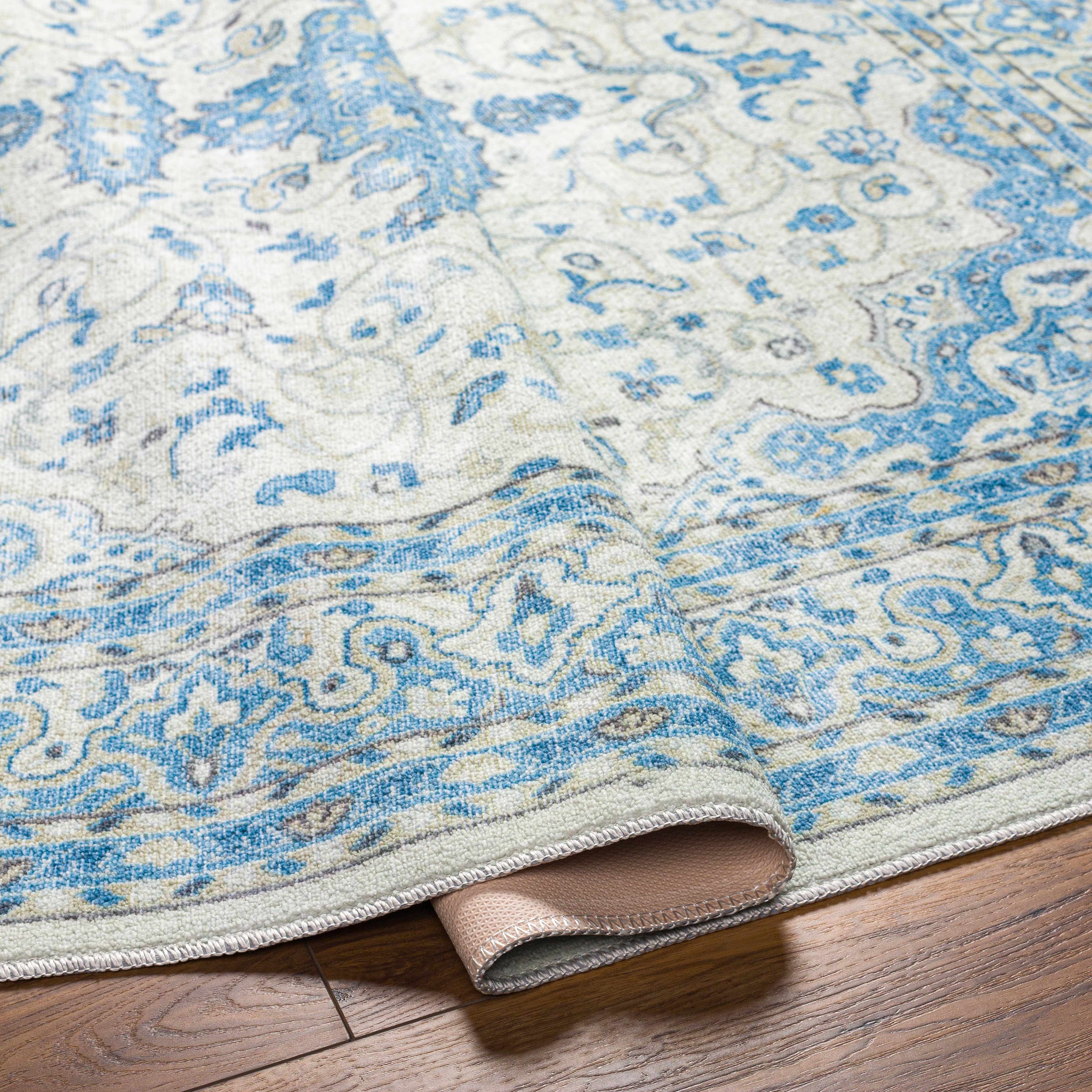 Farai Silver Blue Medallion Area Rug - Clearance - Image 6