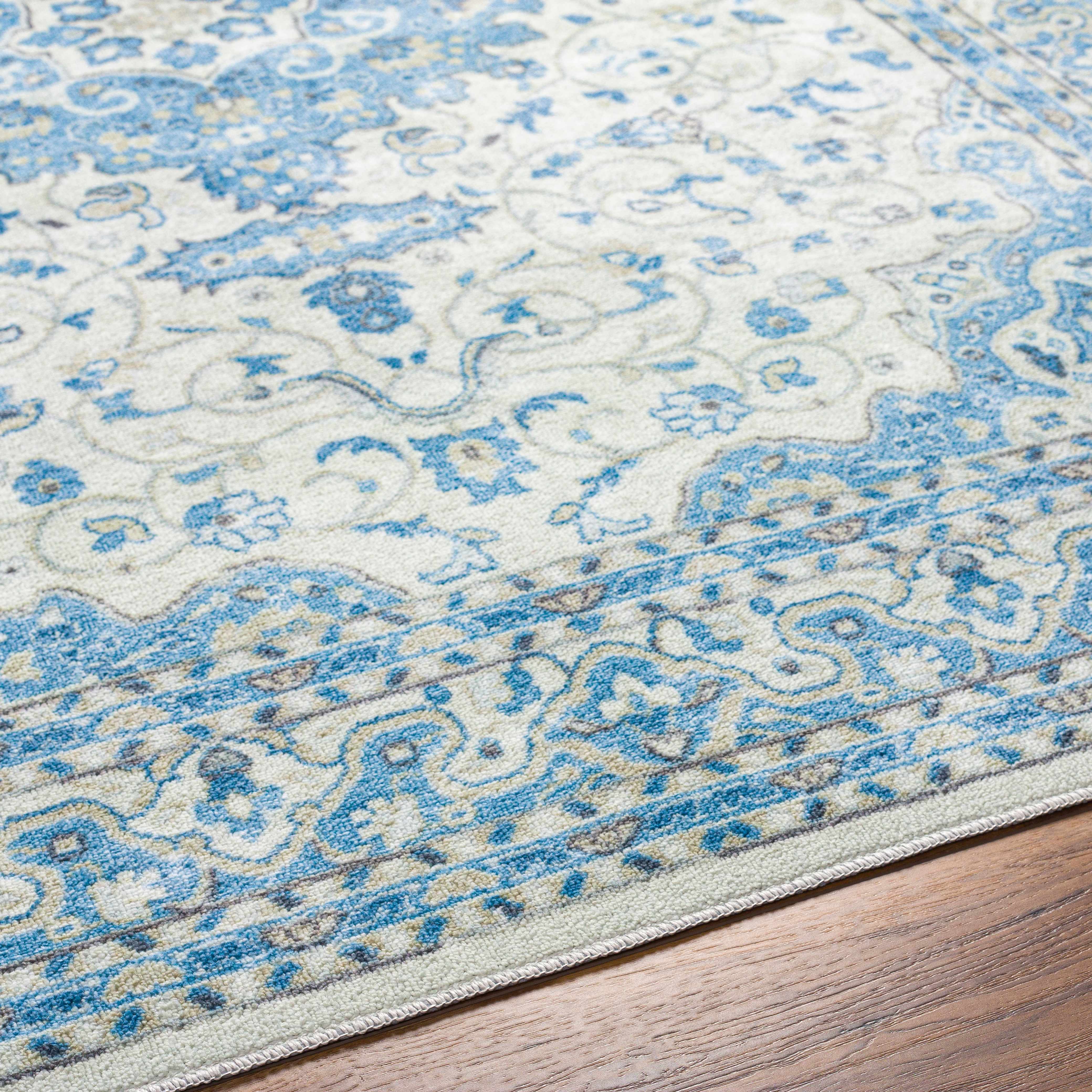 Farai Silver Blue Medallion Area Rug - Clearance - Image 7