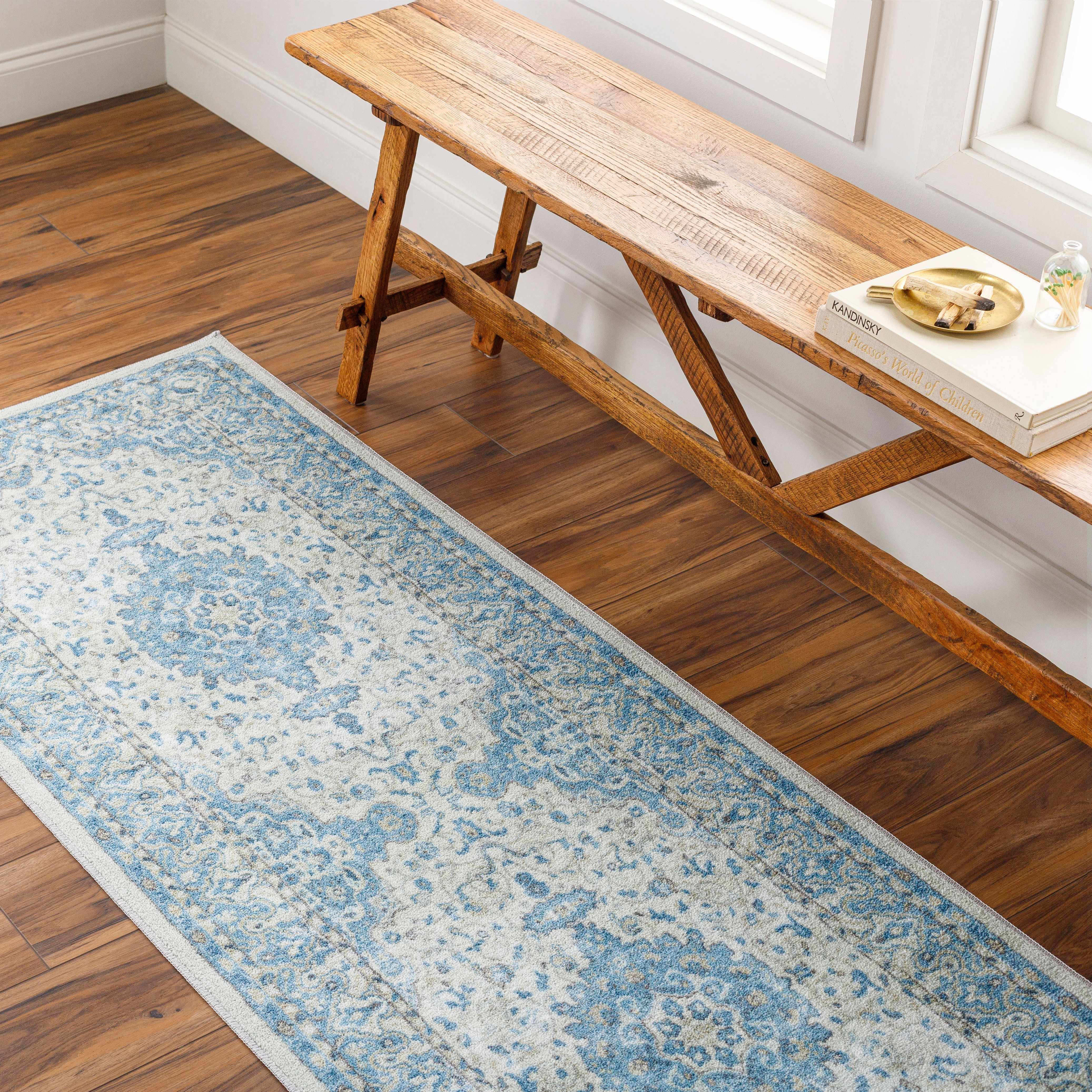 Farai Silver Blue Medallion Area Rug - Clearance - Image 9