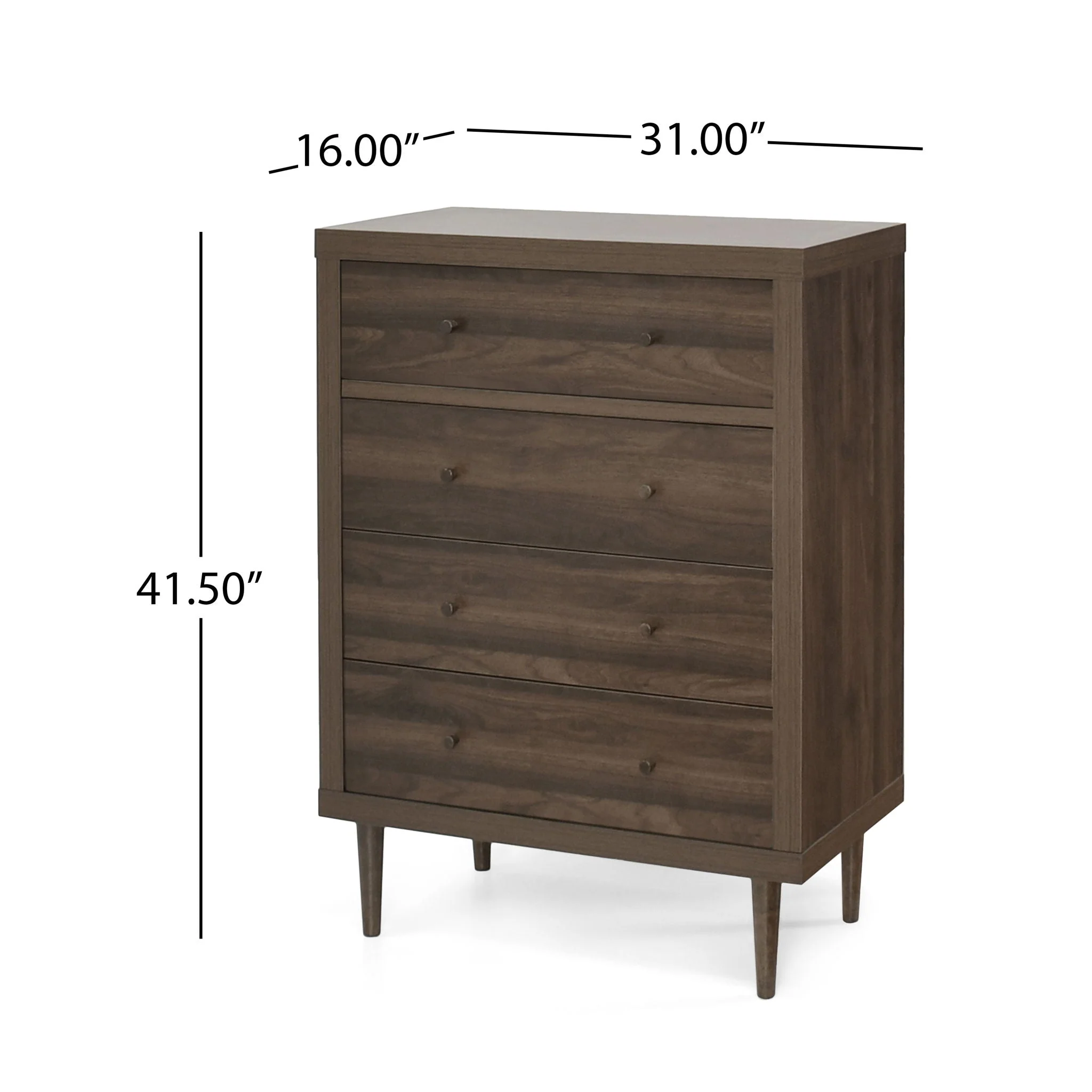 Farhart Mid Century Modern 4 Drawer Dresser - Walnut - Image 4