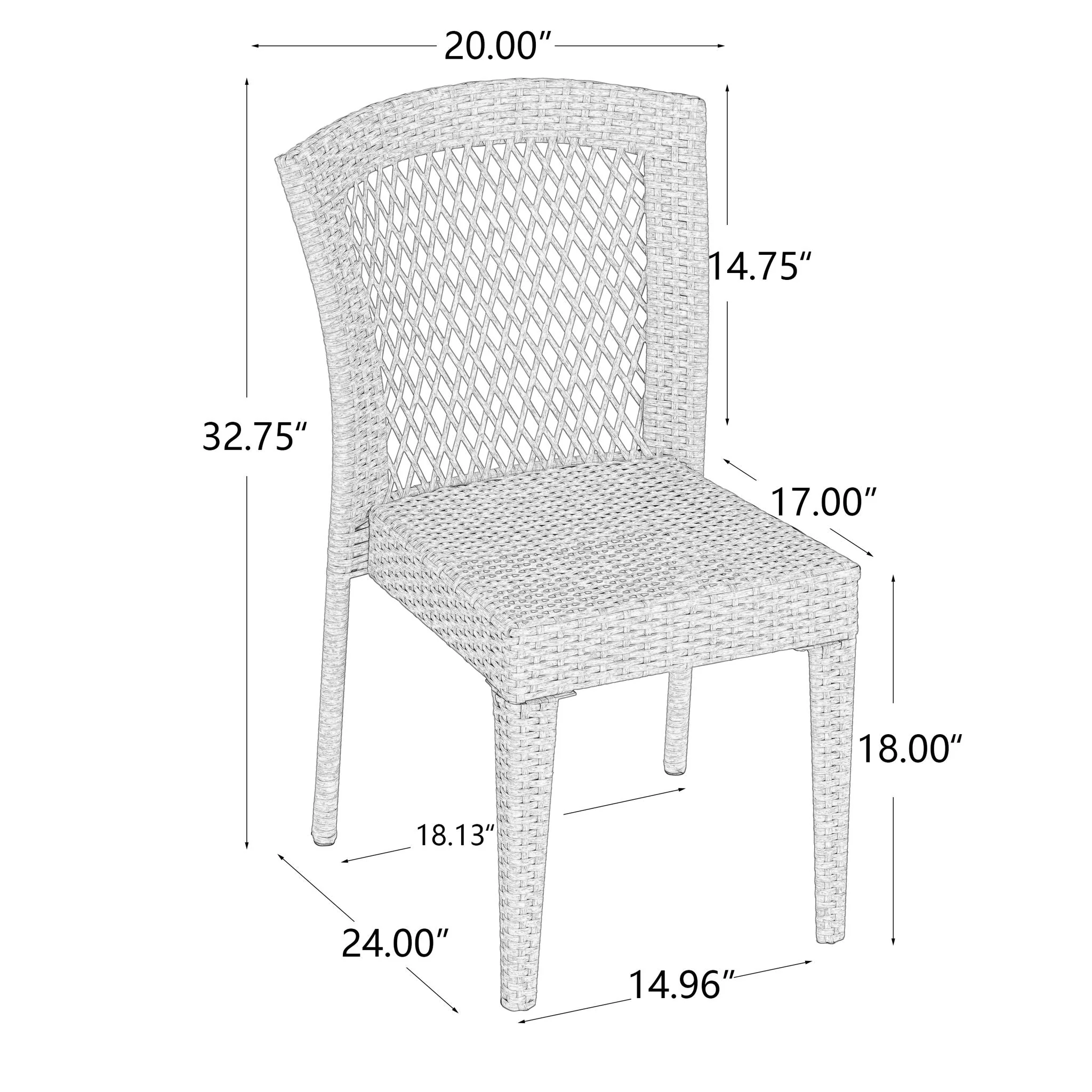 Farley Stacking Sidechair (Set of 2) With Open Backrests - Gray - Image 3