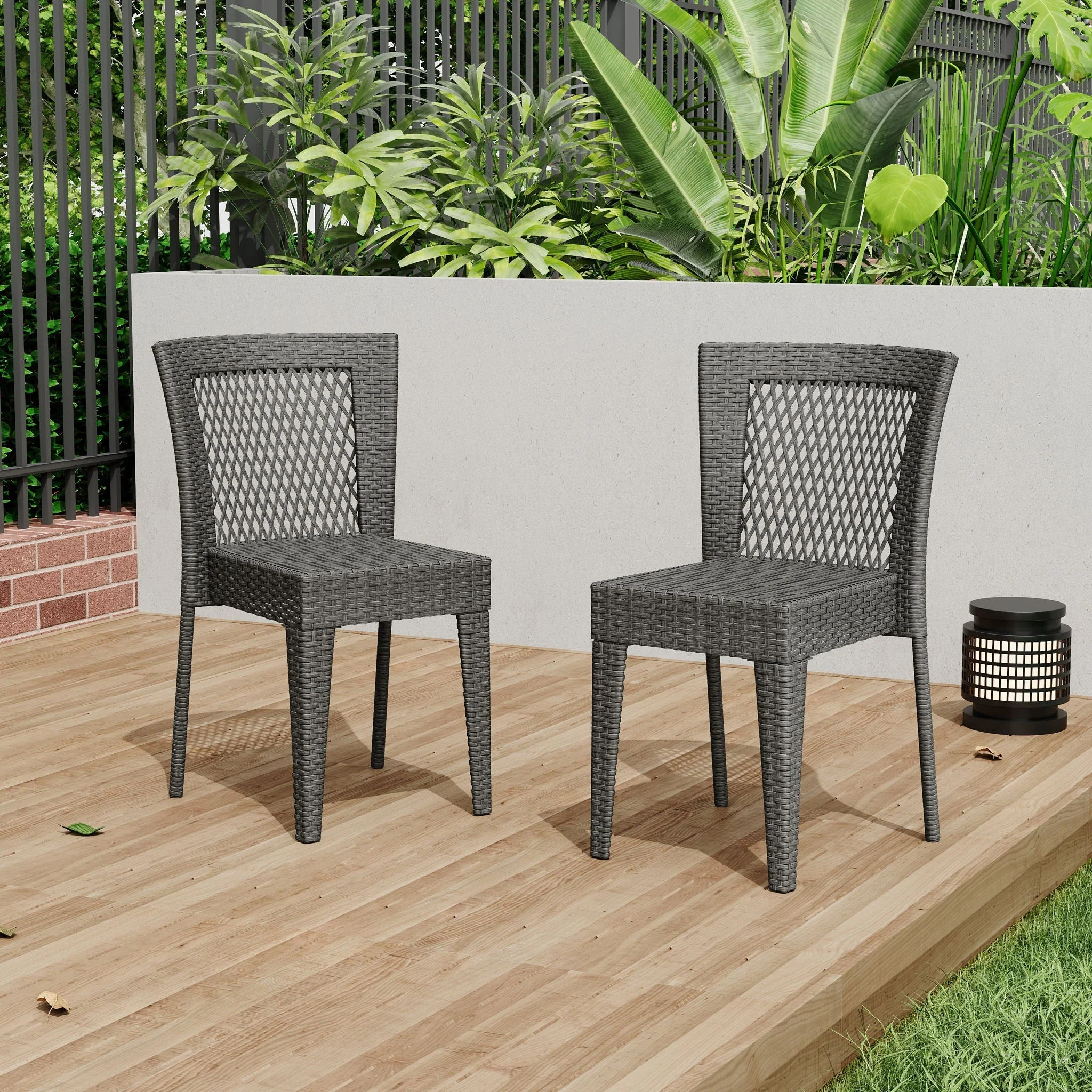 Farley Stacking Sidechair (Set of 2) With Open Backrests - Gray - Image 4