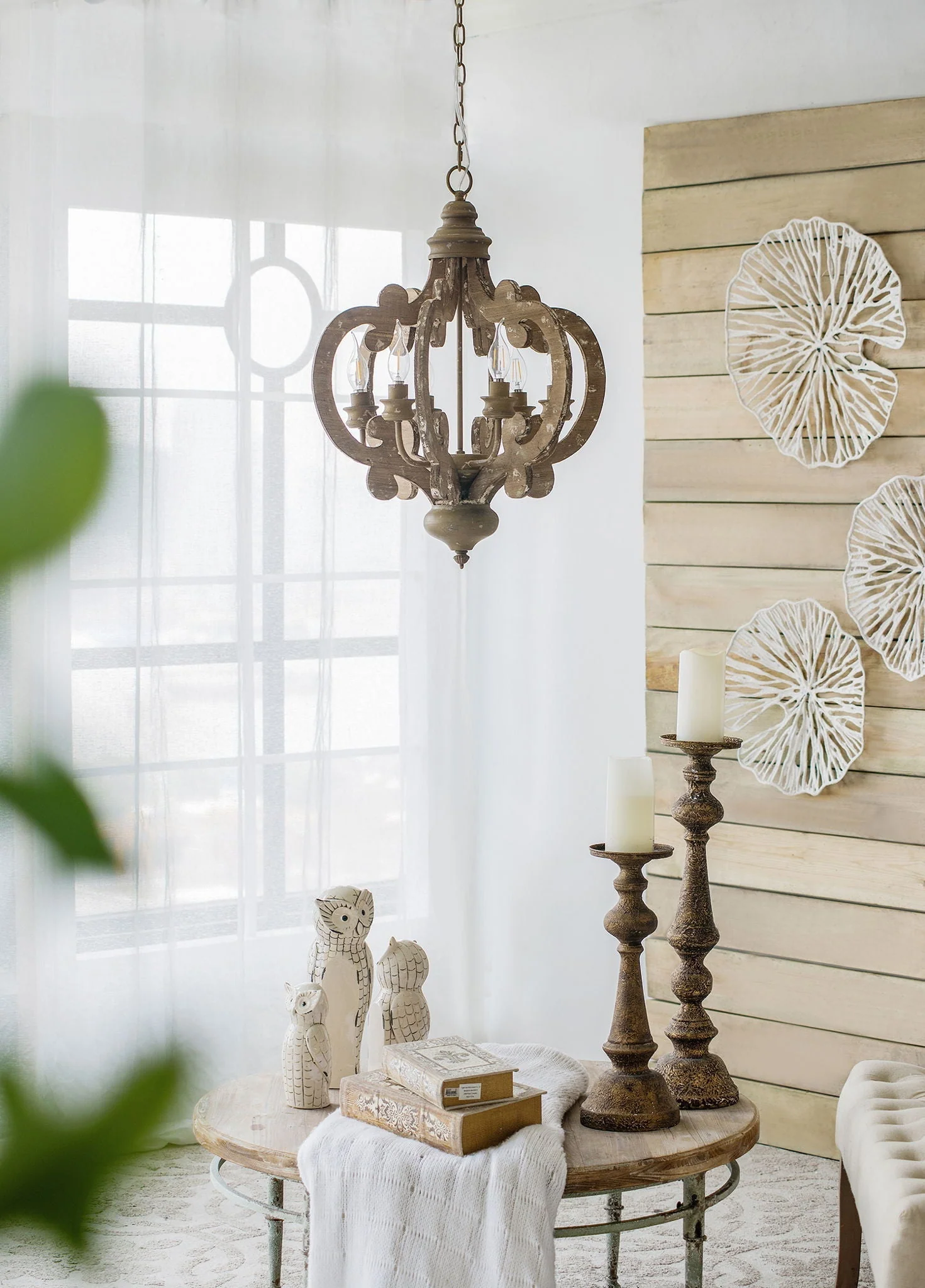 Farmhouse 6-Light Wood Chandelier Pendant Light Fixture - Image 11