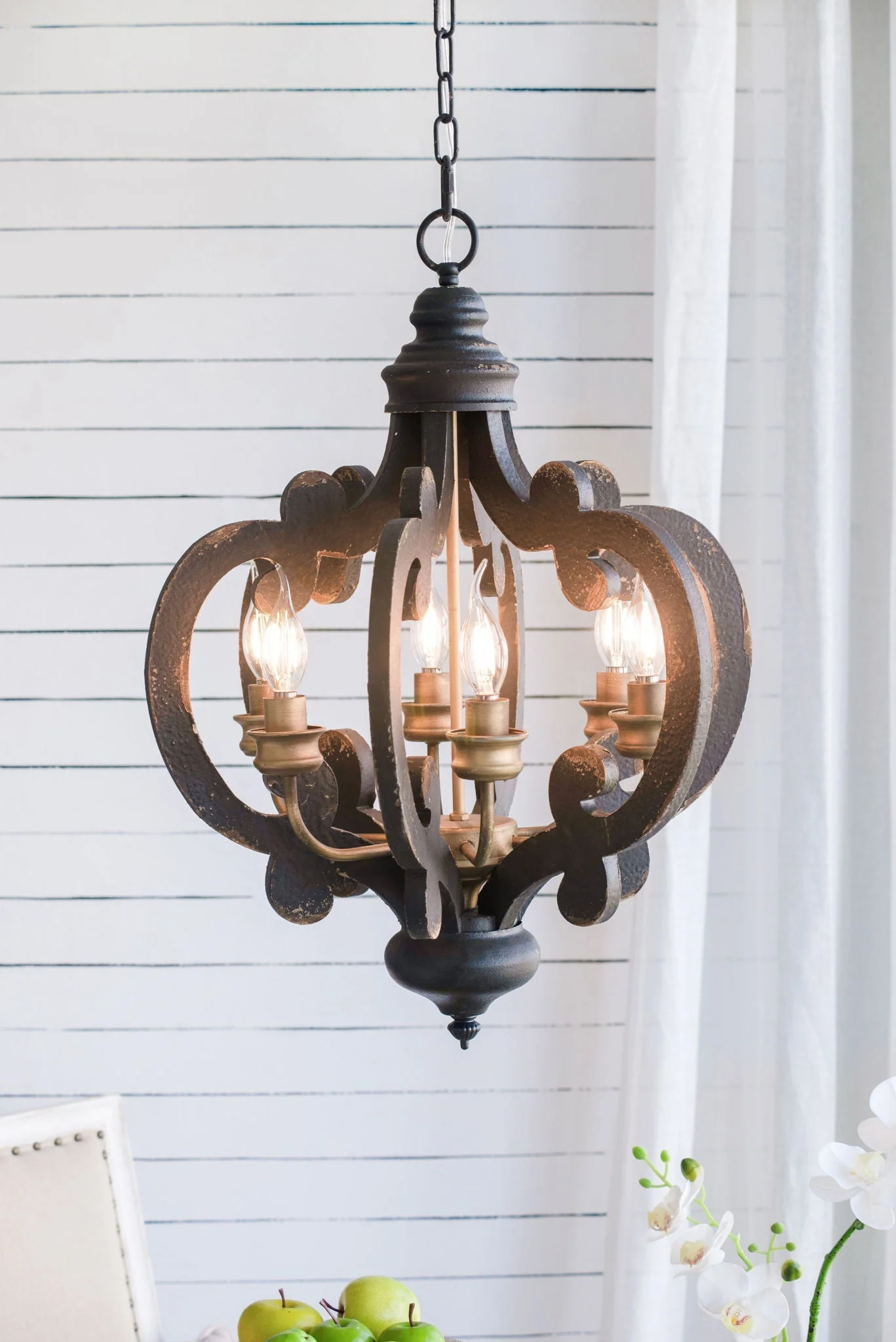 Farmhouse 6-Light Wood Chandelier Pendant Light Fixture - Image 12