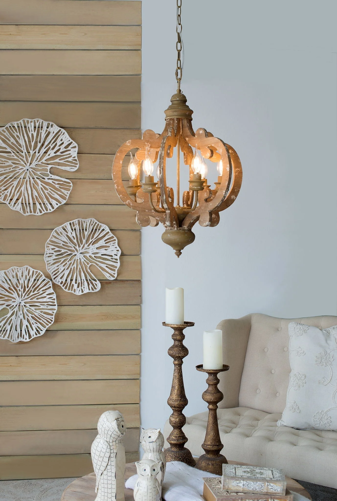 Farmhouse 6-Light Wood Chandelier Pendant Light Fixture - Image 28