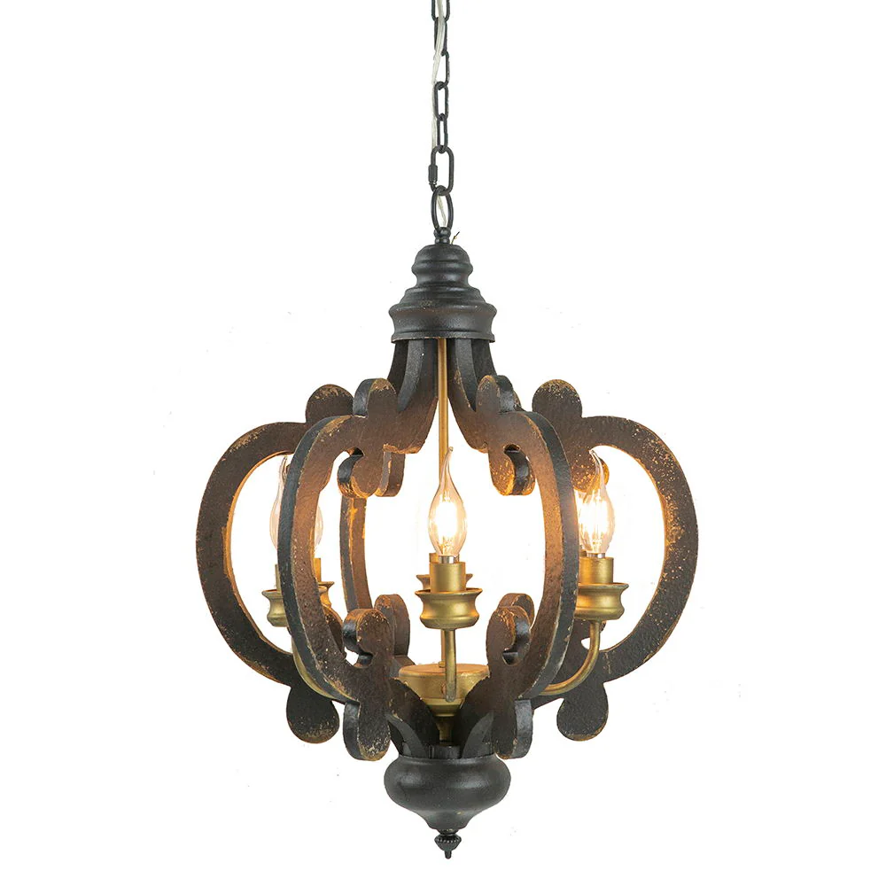 Farmhouse 6-Light Wood Chandelier Pendant Light Fixture - Image 36