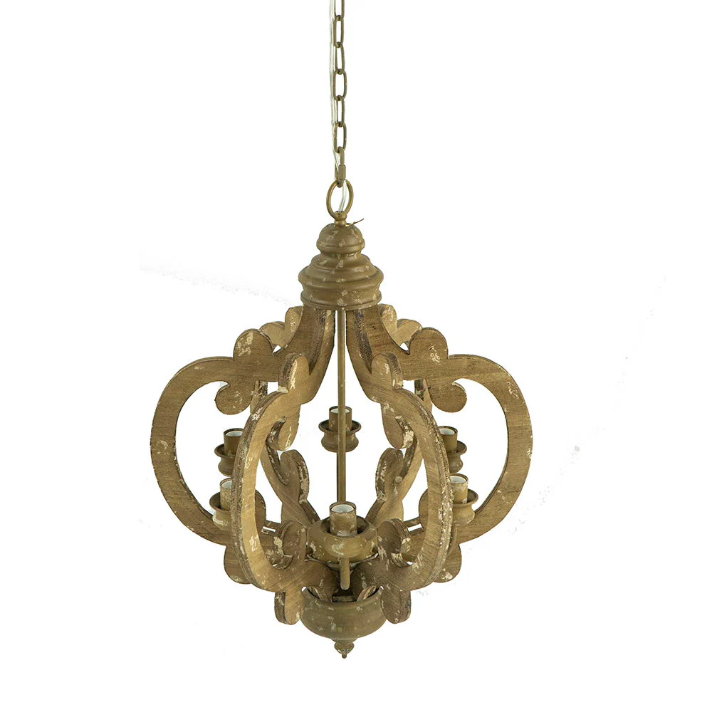 Farmhouse 6-Light Wood Chandelier Pendant Light Fixture - Image 39