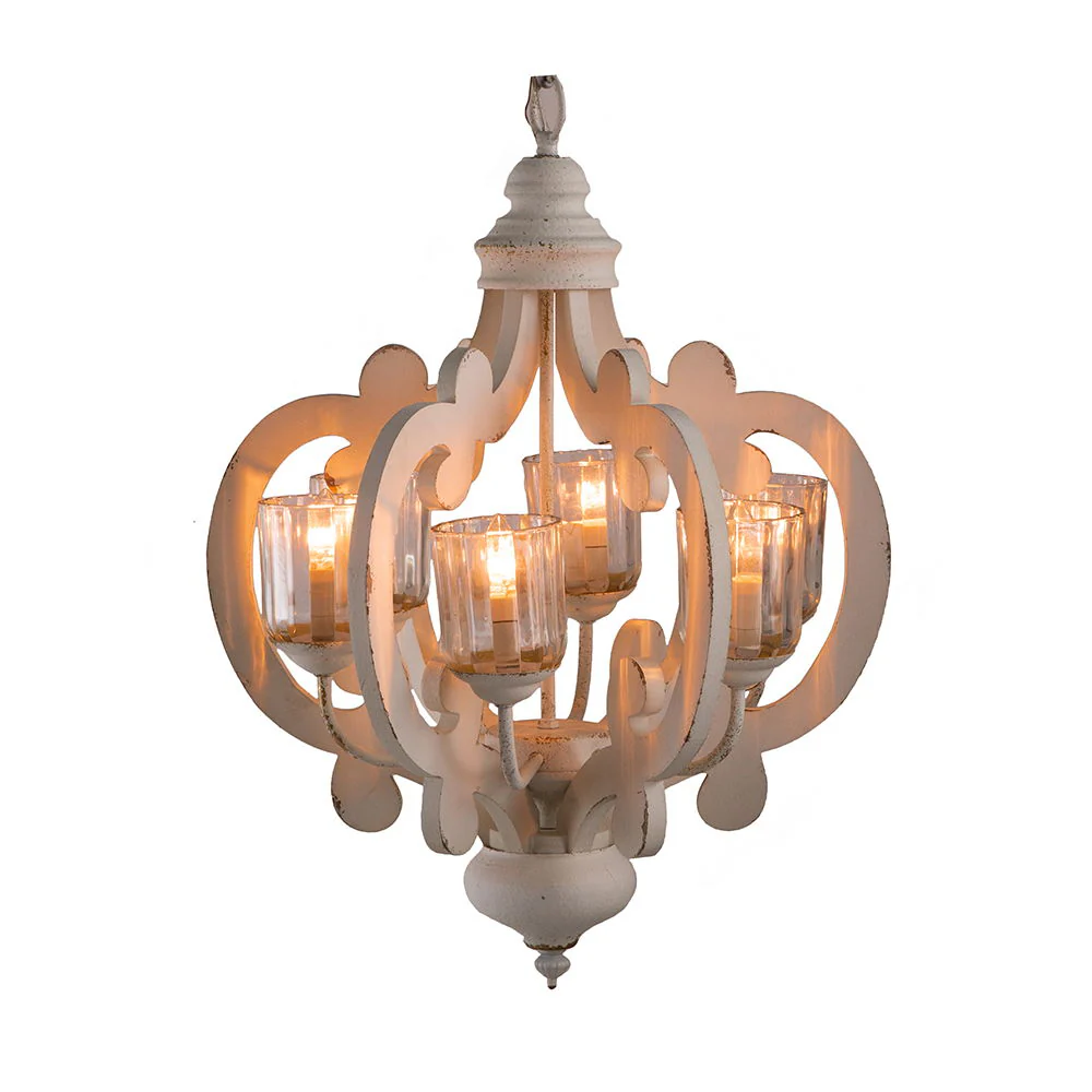Farmhouse 6-Light Wood Chandelier Pendant Light Fixture - Image 40