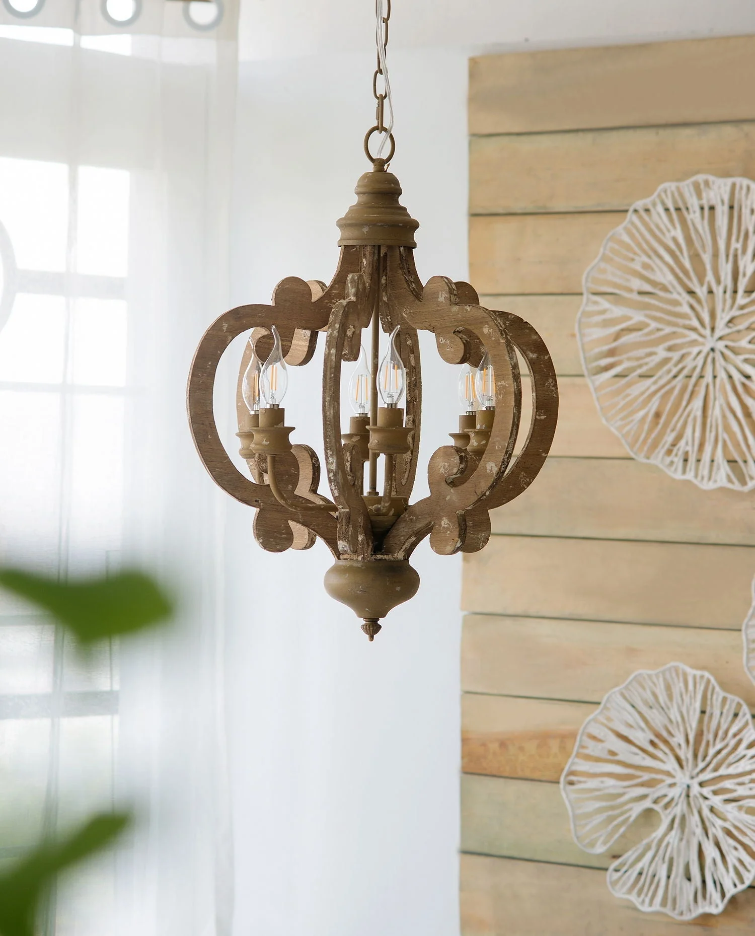 Farmhouse 6-Light Wood Chandelier Pendant Light Fixture - Image 47