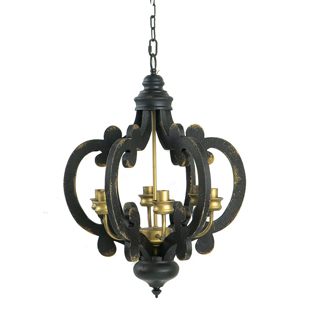Farmhouse 6-Light Wood Chandelier Pendant Light Fixture - Image 7