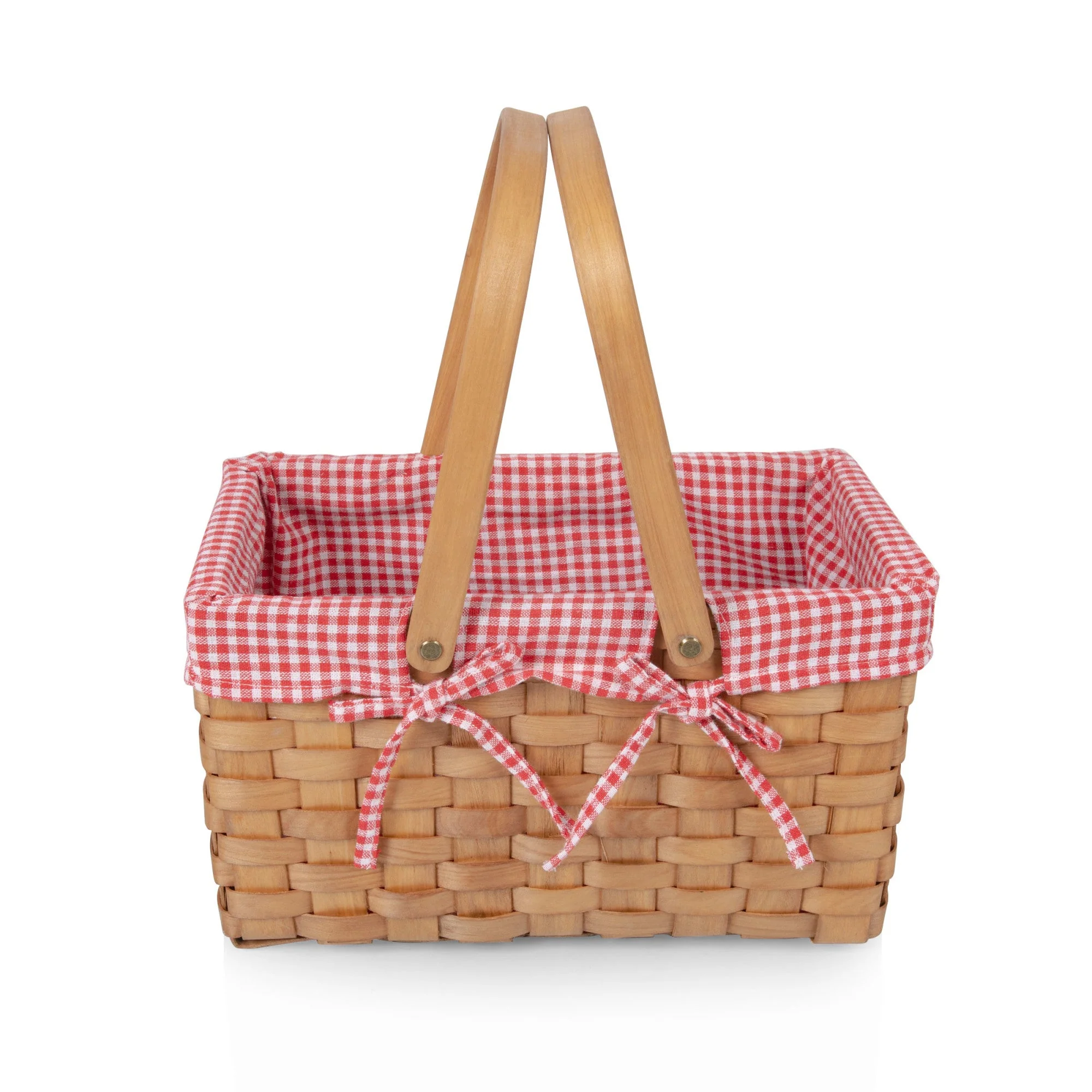 Farmhouse Basket - Red and White Gingham Basket Empty - Image 5