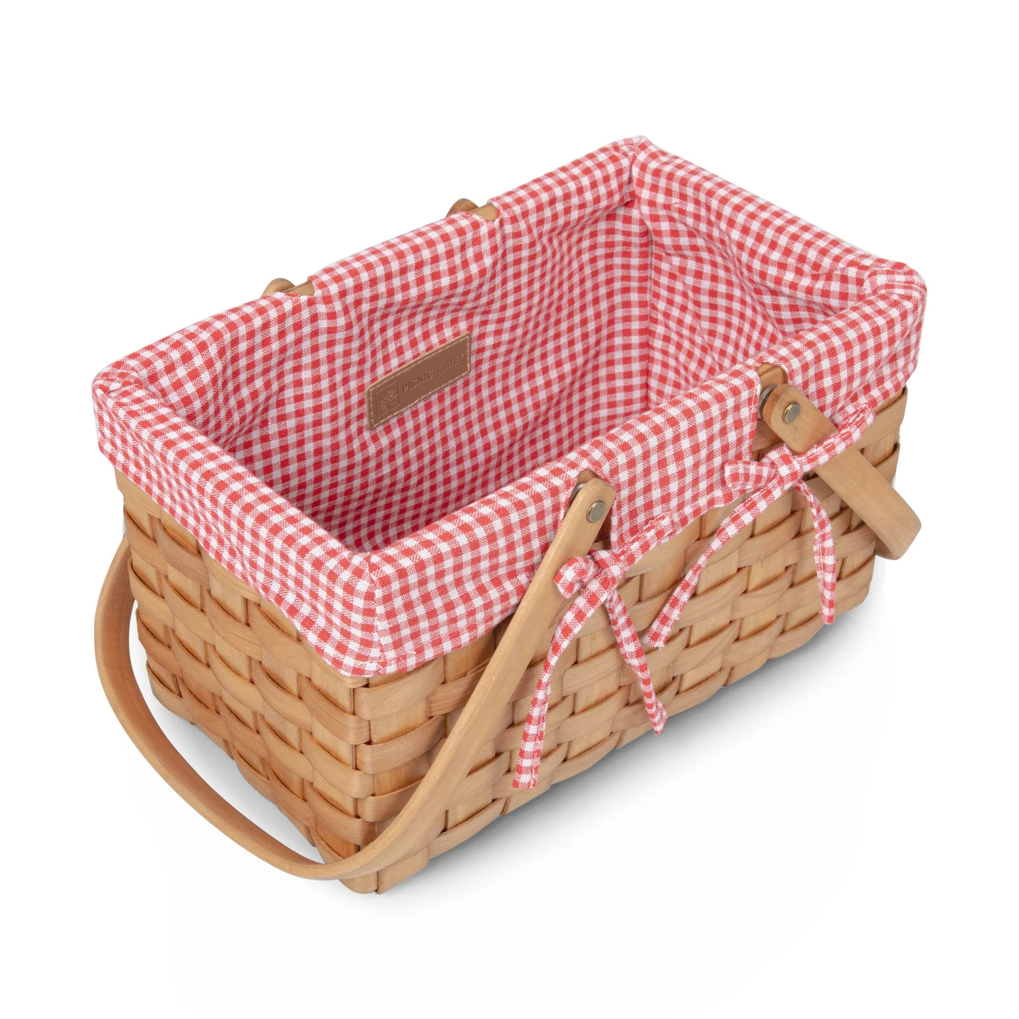 Farmhouse Basket - Red and White Gingham Basket Empty - Image 6