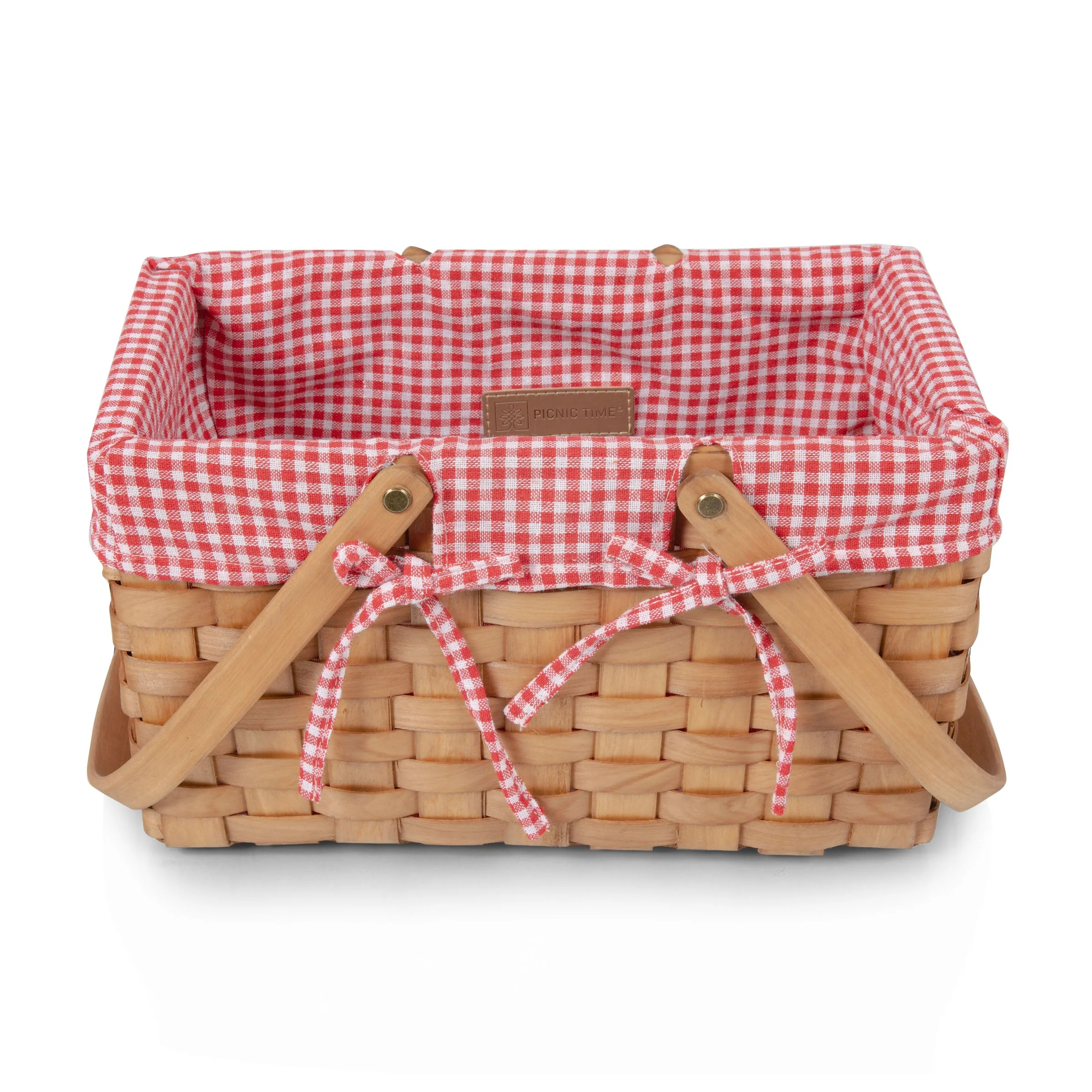 Farmhouse Basket - Red and White Gingham Basket Empty - Image 7