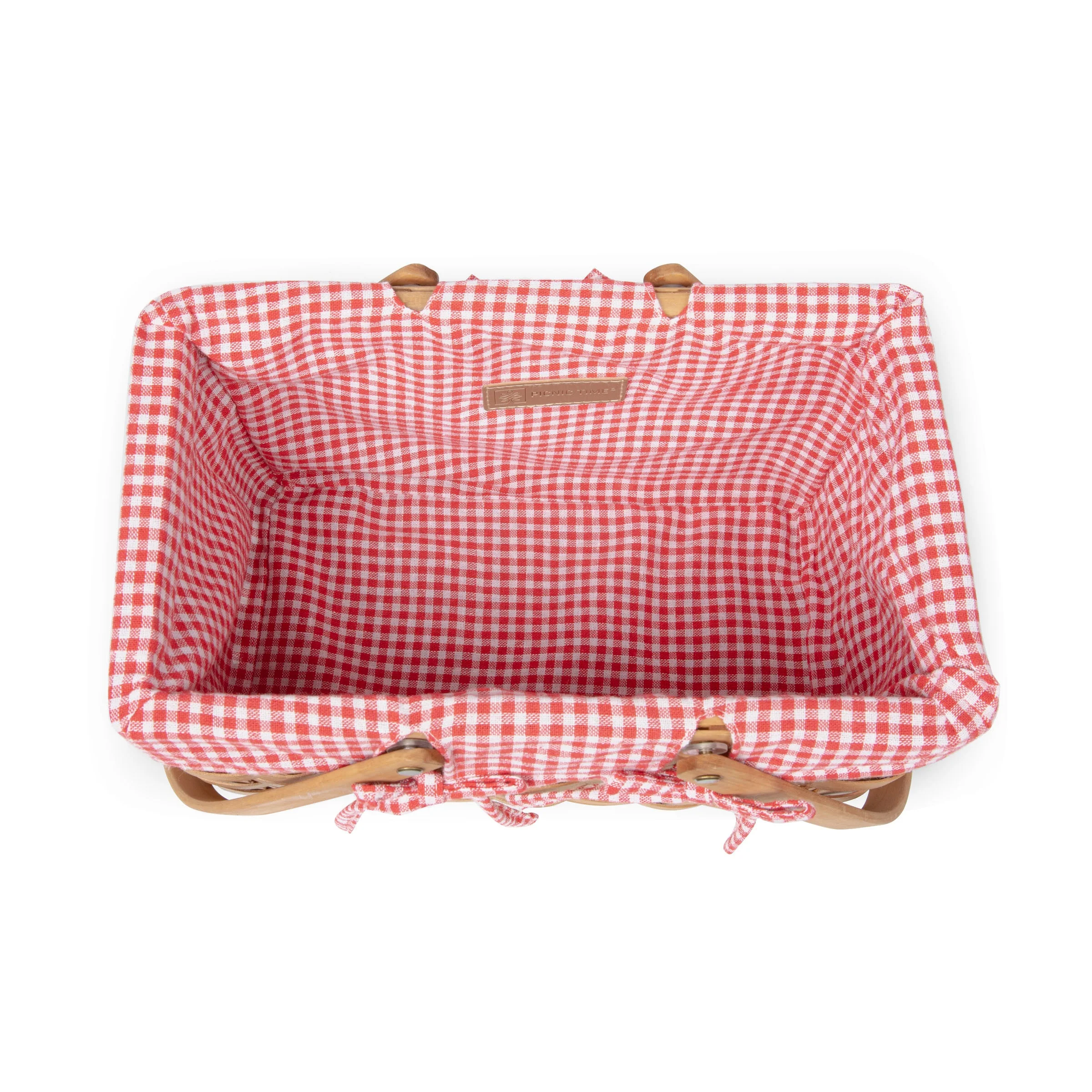 Farmhouse Basket - Red and White Gingham Basket Empty - Image 8