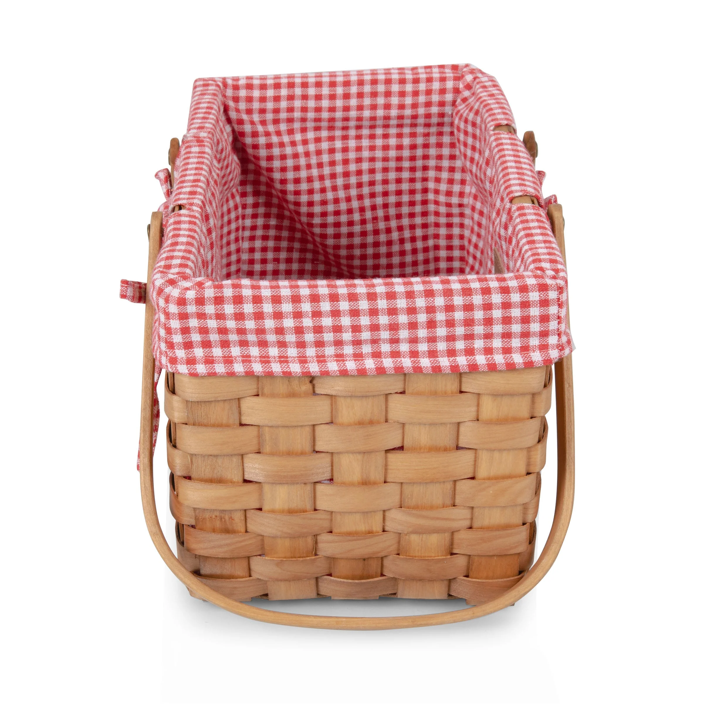 Farmhouse Basket - Red and White Gingham Basket Empty - Image 9