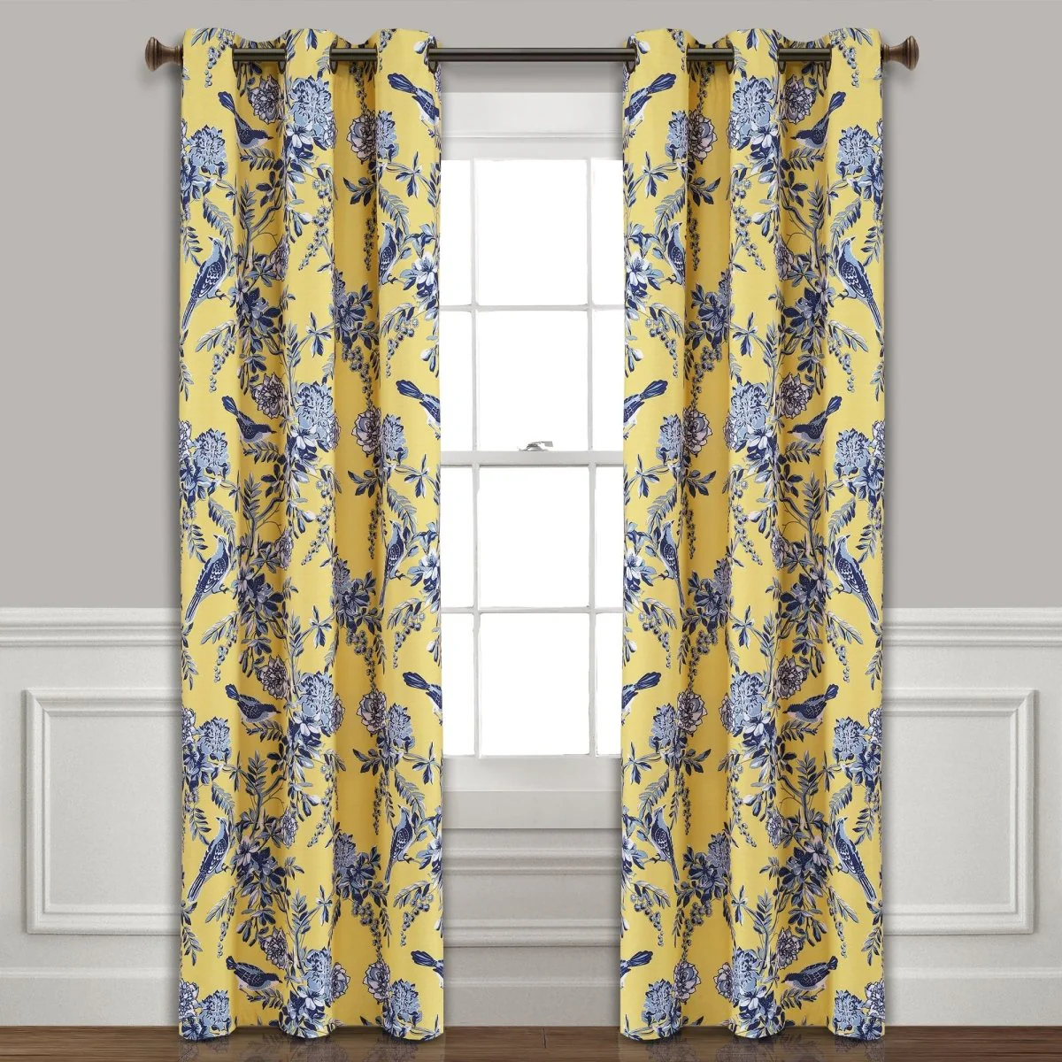 Farmhouse Bird And Flower Insulated Grommet Blackout Window Curtain Panel Set - Image 16