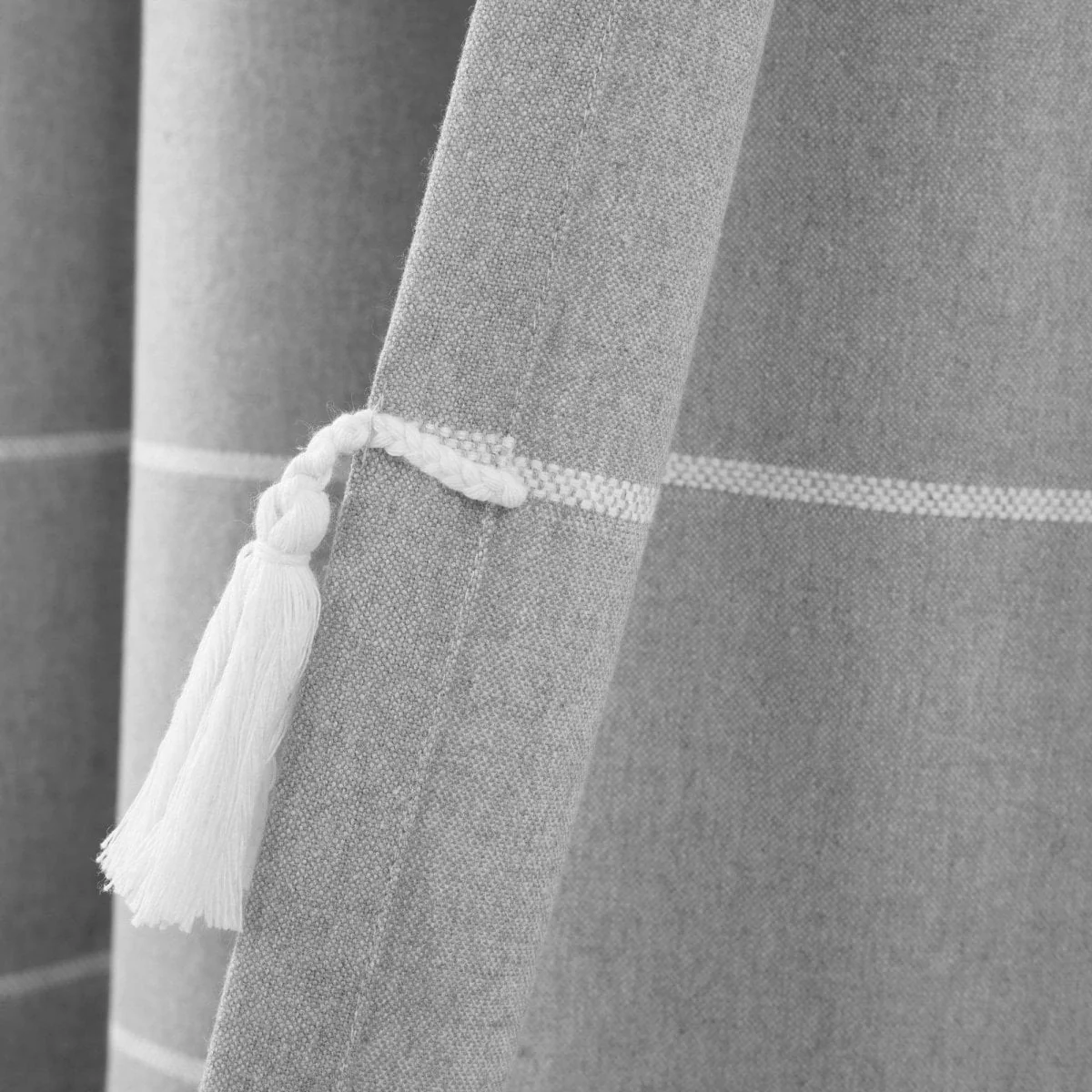 Farmhouse Boho Stripe Woven Tassel Yarn Dyed Recycled Cotton Blend Window Curtain Panel Set - Image 13