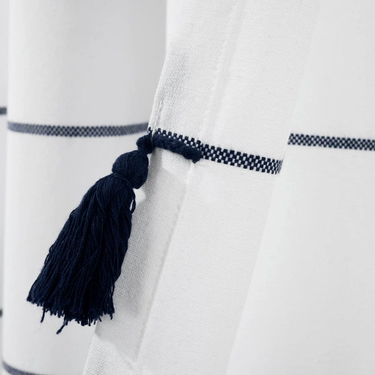 Farmhouse Boho Stripe Woven Tassel Yarn Dyed Recycled Cotton Blend Window Curtain Panel Set - Image 18