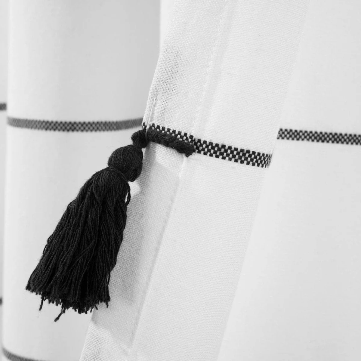 Farmhouse Boho Stripe Woven Tassel Yarn Dyed Recycled Cotton Blend Window Curtain Panel Set - Image 23