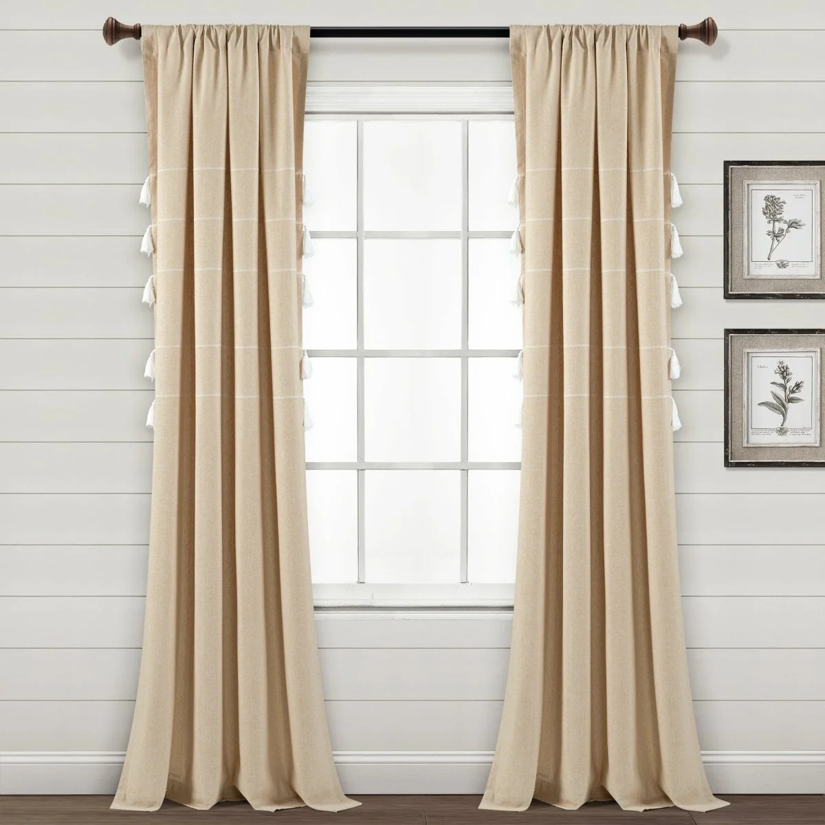 Farmhouse Boho Stripe Woven Tassel Yarn Dyed Recycled Cotton Blend Window Curtain Panel Set - Image 29