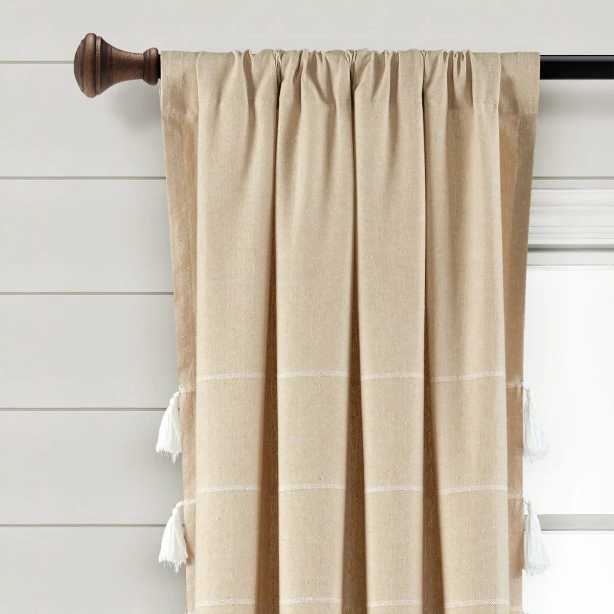 Farmhouse Boho Stripe Woven Tassel Yarn Dyed Recycled Cotton Blend Window Curtain Panel Set - Image 30