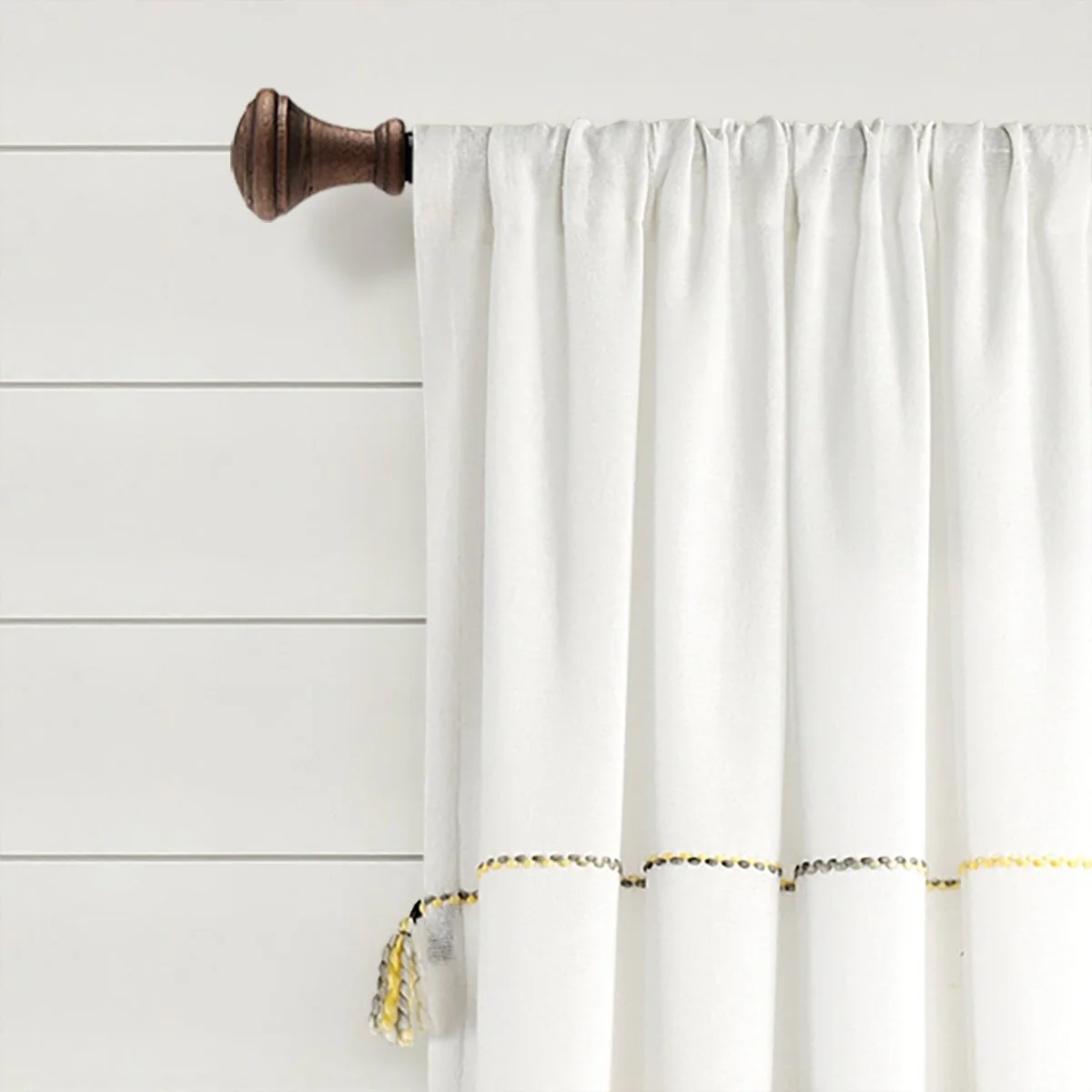 Farmhouse Boho Stripe Woven Tassel Yarn Dyed Recycled Cotton Blend Window Curtain Panel Set - Image 35