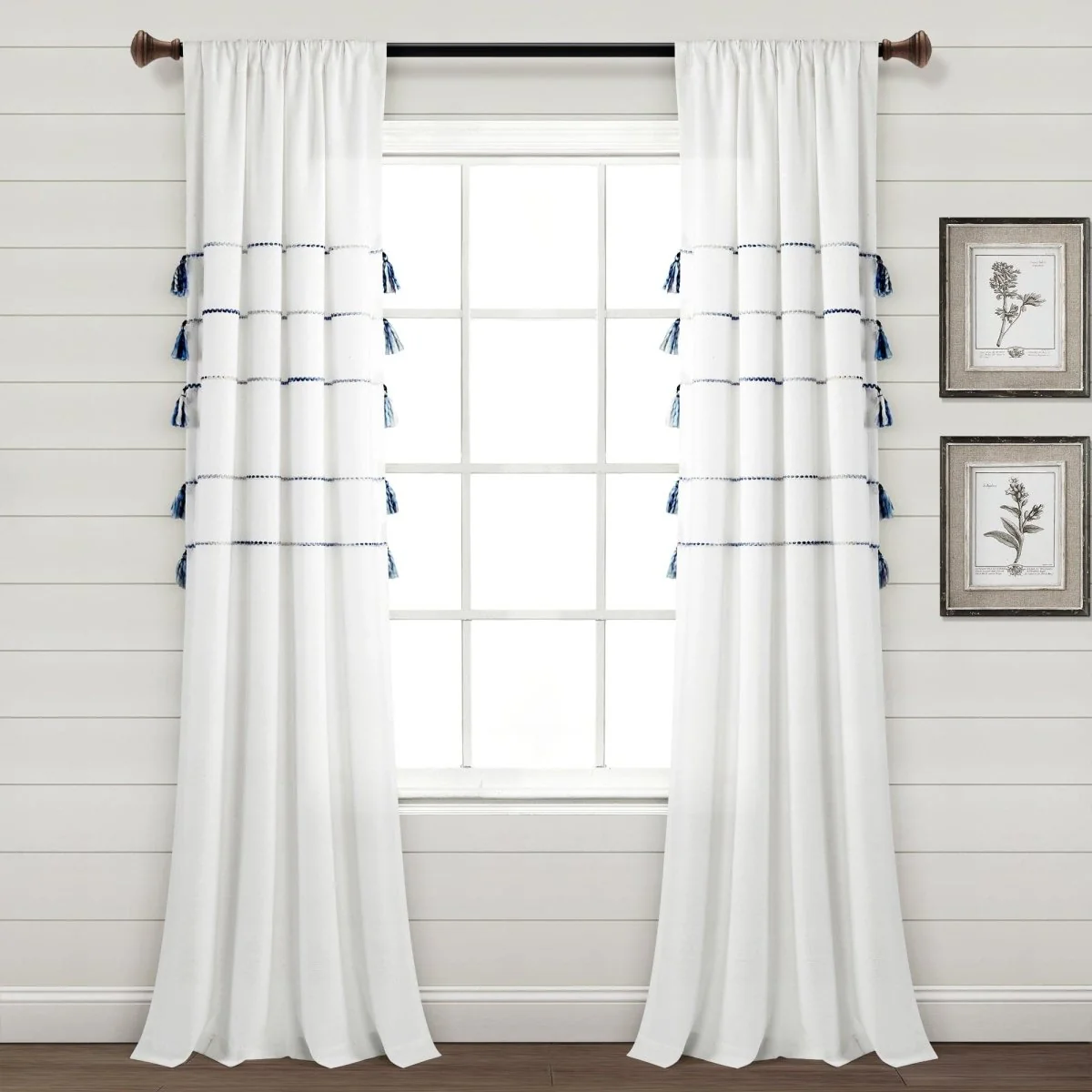 Farmhouse Boho Stripe Woven Tassel Yarn Dyed Recycled Cotton Blend Window Curtain Panel Set - Image 39