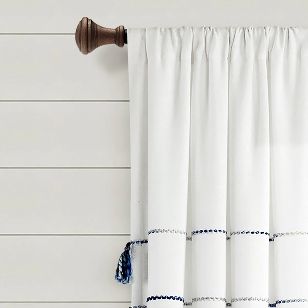 Farmhouse Boho Stripe Woven Tassel Yarn Dyed Recycled Cotton Blend Window Curtain Panel Set - Image 40