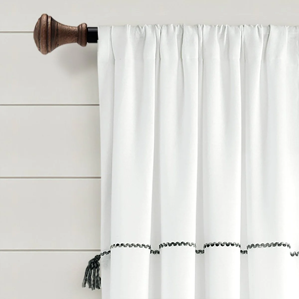 Farmhouse Boho Stripe Woven Tassel Yarn Dyed Recycled Cotton Blend Window Curtain Panel Set - Image 45