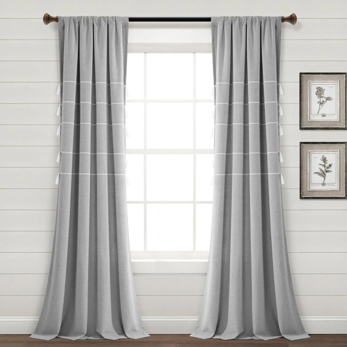Farmhouse Boho Stripe Woven Tassel Yarn Dyed Recycled Cotton Blend Window Curtain Panel Set - Image 9