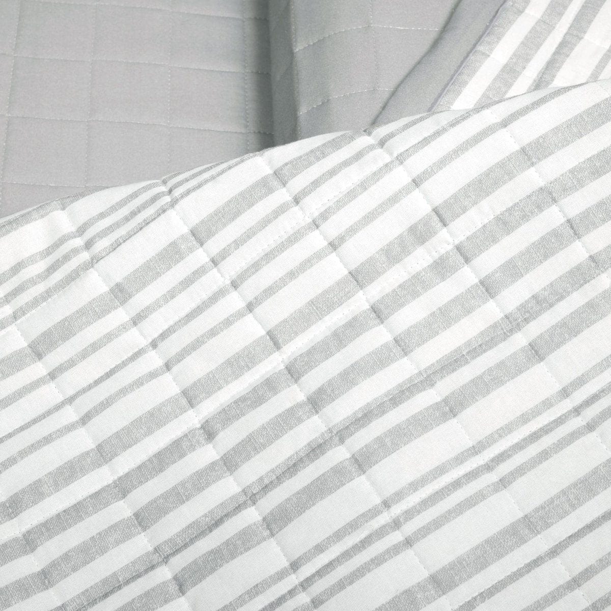 Farmhouse Box Stitch And Stripe Cotton Quilt 3 Piece Set - Image 4