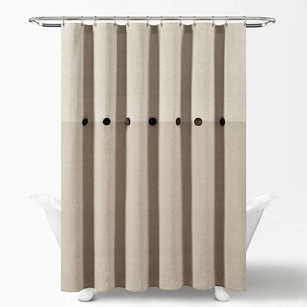 Farmhouse Button Stripe Yarn Dyed Shower Curtain - Image 4
