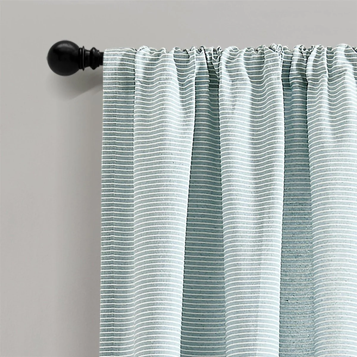 Farmhouse Button Stripe Yarn Dyed Woven Cotton Blend Window Curtain Panel Set - Image 10