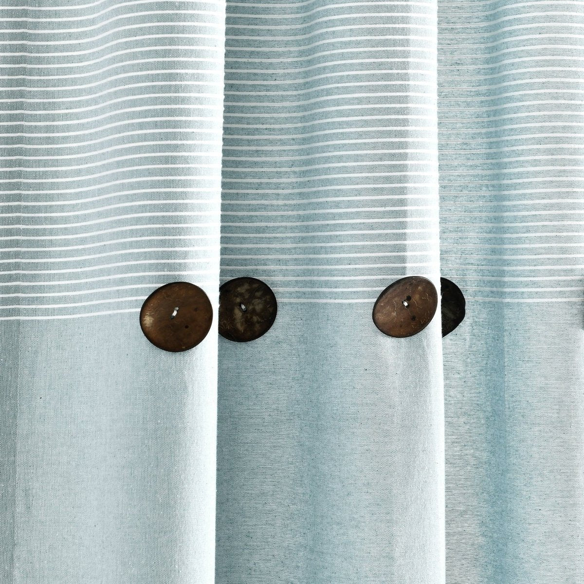 Farmhouse Button Stripe Yarn Dyed Woven Cotton Blend Window Curtain Panel Set - Image 11