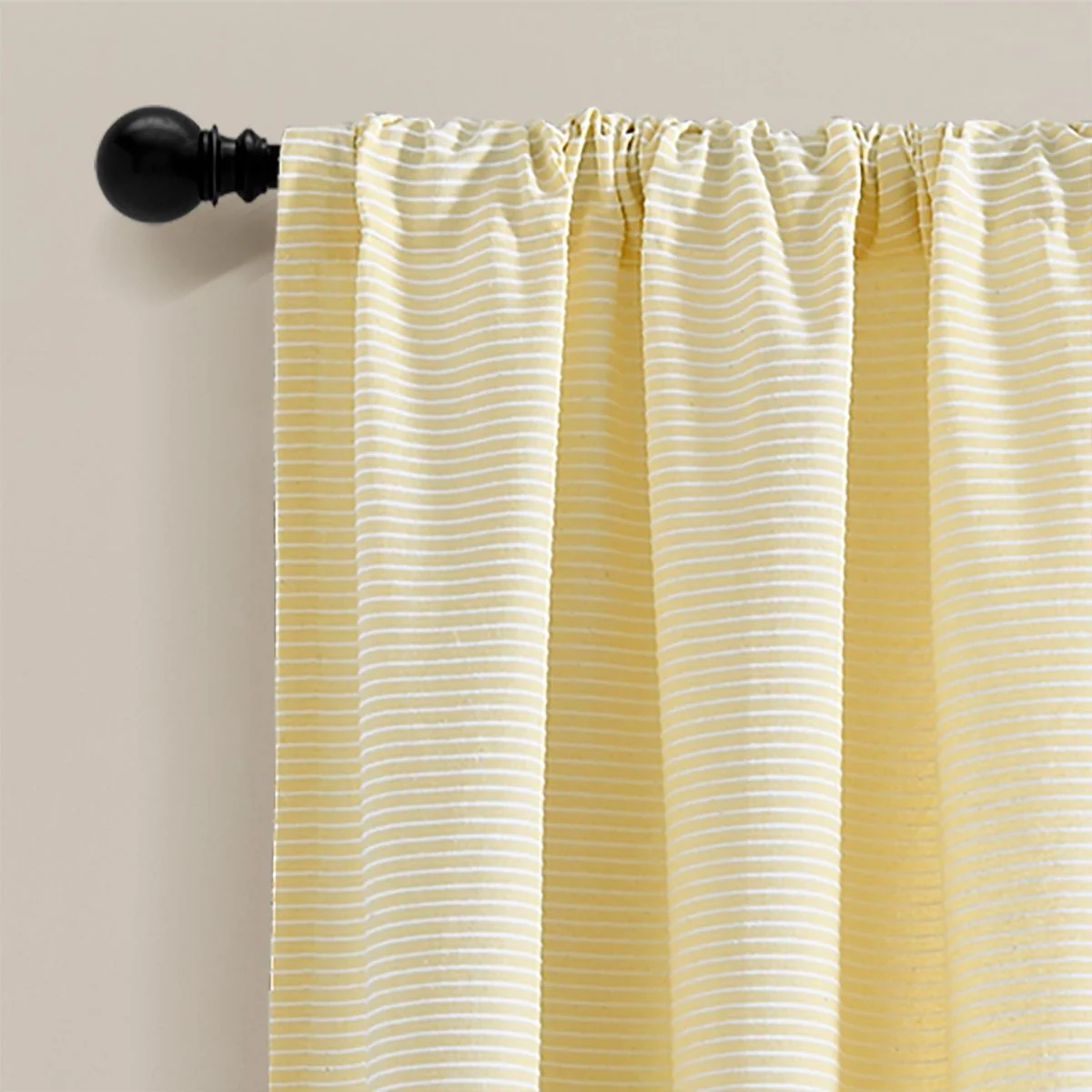 Farmhouse Button Stripe Yarn Dyed Woven Cotton Blend Window Curtain Panel Set - Image 16
