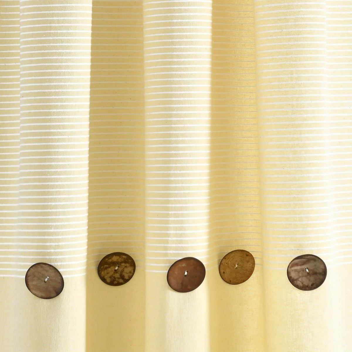 Farmhouse Button Stripe Yarn Dyed Woven Cotton Blend Window Curtain Panel Set - Image 17