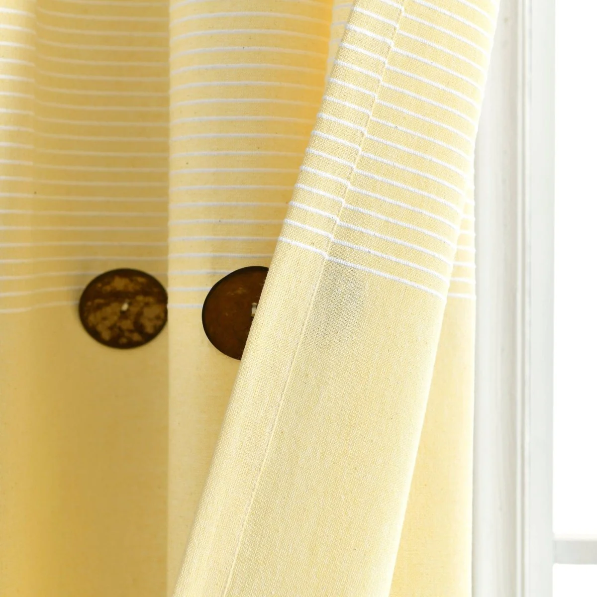 Farmhouse Button Stripe Yarn Dyed Woven Cotton Blend Window Curtain Panel Set - Image 19