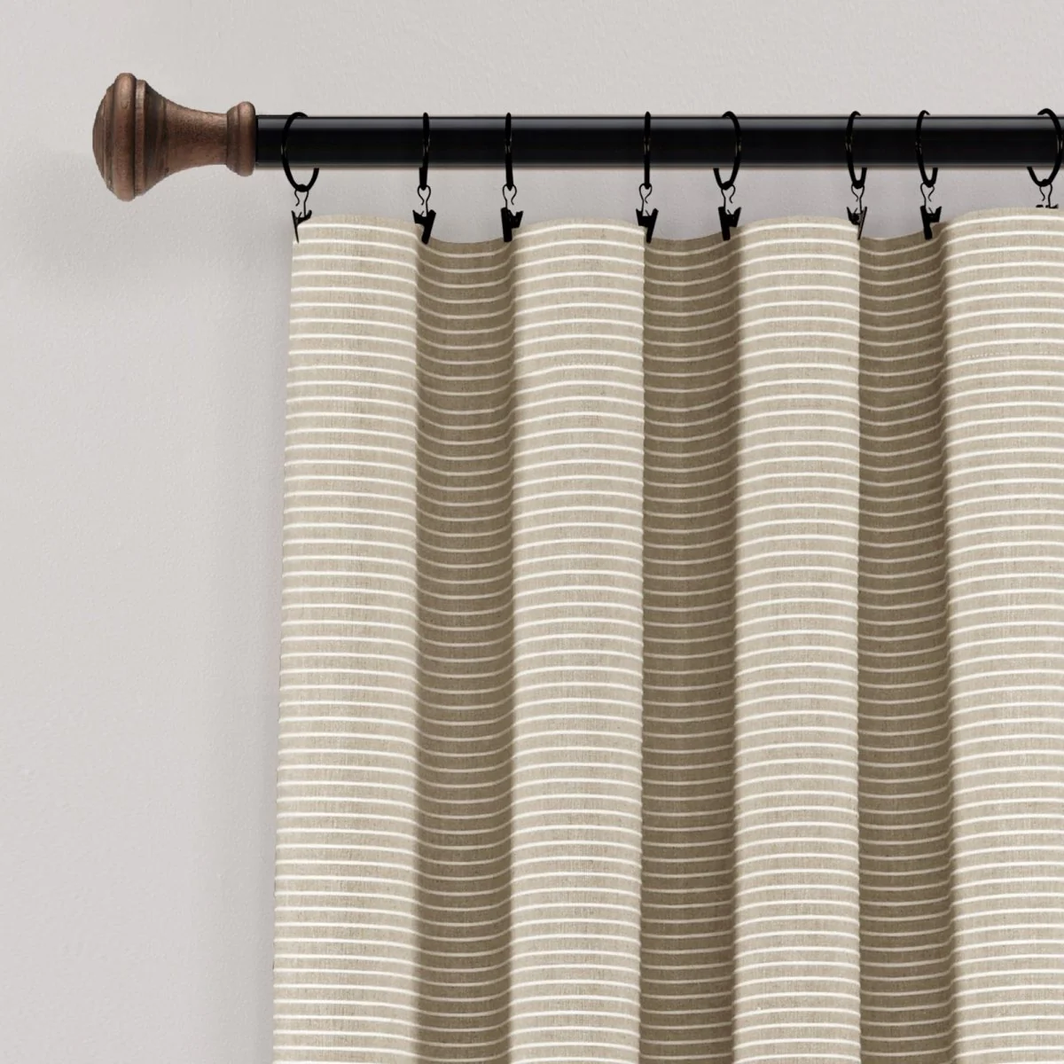Farmhouse Button Stripe Yarn Dyed Woven Cotton Blend Window Curtain Panel Set - Image 4