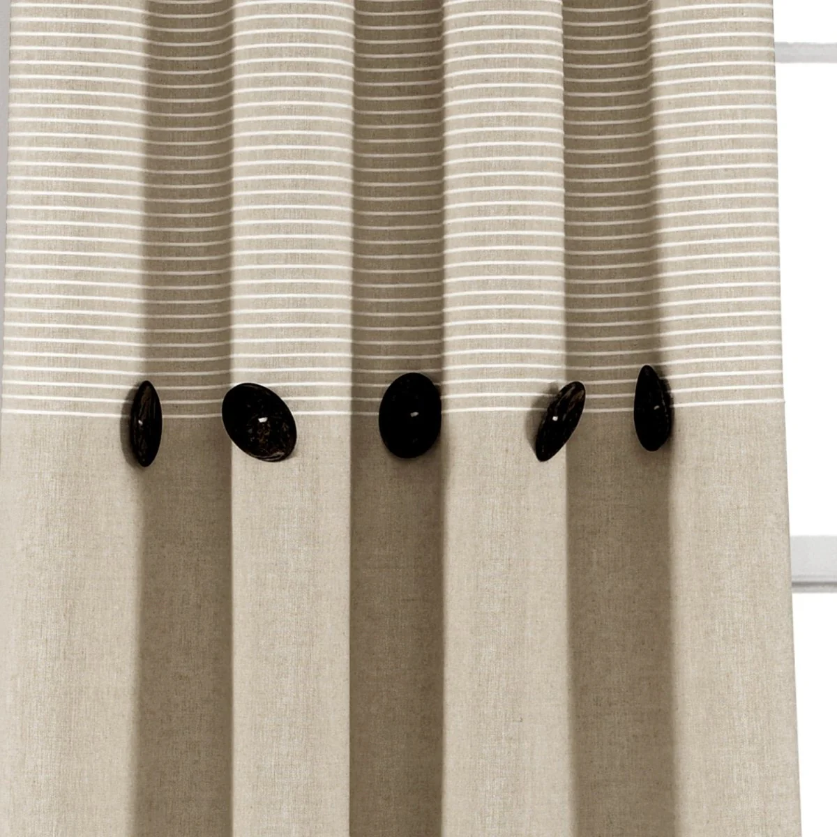 Farmhouse Button Stripe Yarn Dyed Woven Cotton Blend Window Curtain Panel Set - Image 6